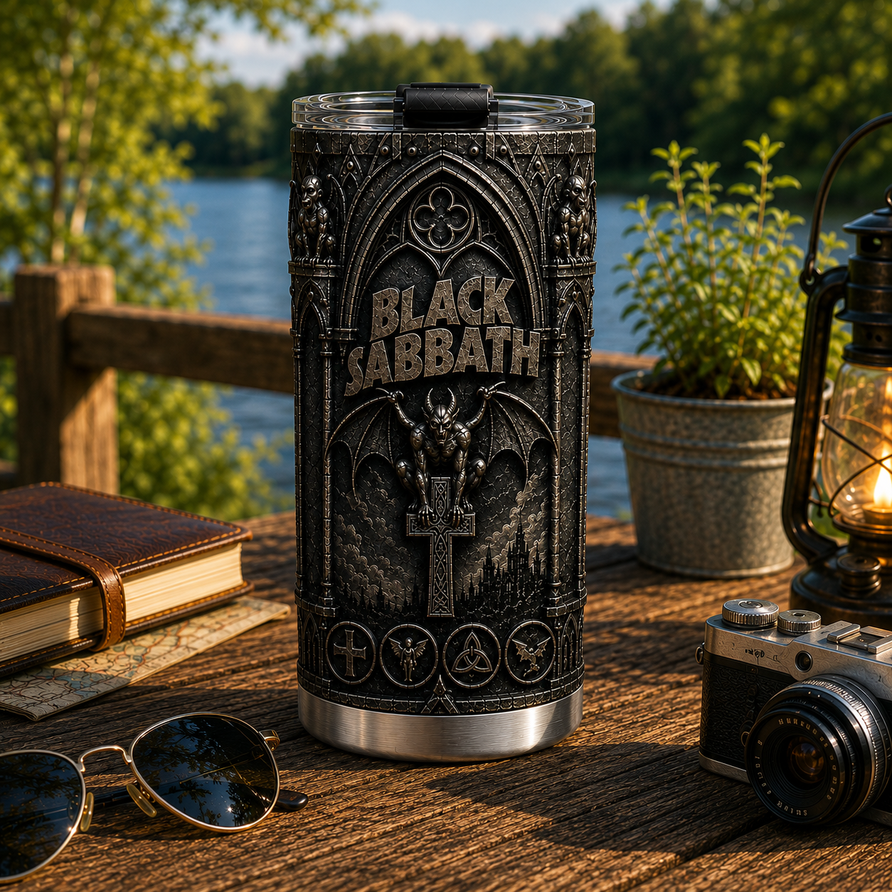 Black Sabbath 3D Printed Stainless Steel Tumbler, Gothic Demon Rock Travel Cup, Heavy Metal Fan Gift