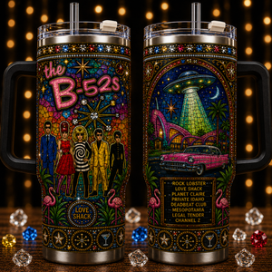The B-52's 40oz Insulated Tumbler with Handle Stainless Steel Travel Mug with Straw and Lid