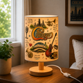 Chicago Band Sketch Fabric Table Lamp Classic Rock Music Decor Wooden Bedside Lamp