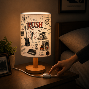 Rush Sketch Fabric Table Lamp Progressive Rock Wooden Bedside Lamp Decor Gift