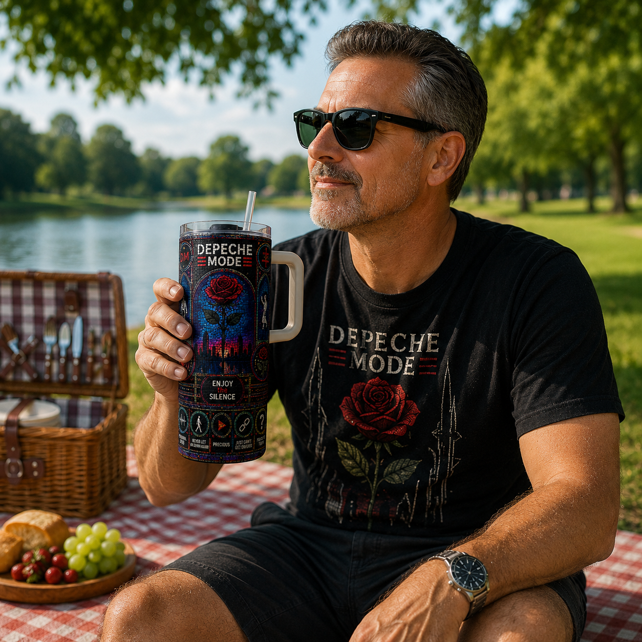 Depeche Mode Stained Glass Tumbler 20oz & 40oz Stainless Steel Travel Mug for Depeche Mode Fans