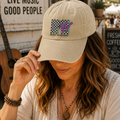 MTV Checkerboard Logo Cap Vintage Washed Hat, Retro 80s Music Television Streetwear Hat (With Box)