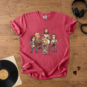 Fleetwood Mac Cartoon Band Graphic T-Shirt Classic Rock Fan Tee
