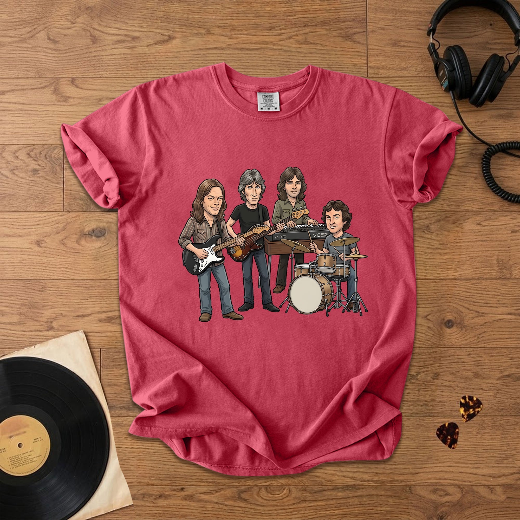 Pink Floyd Inspired Cartoon Band Comfort Tee Classic Rock Graphic T-Shirt