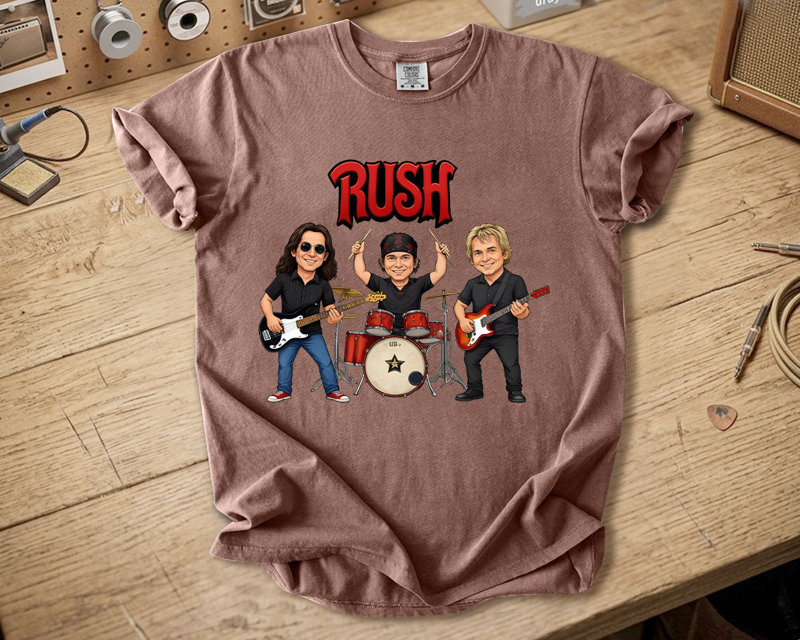 Rush Comfort Colors Tee Geddy Lee Neil Peart Alex Lifeson Band Members Tribute Shirt