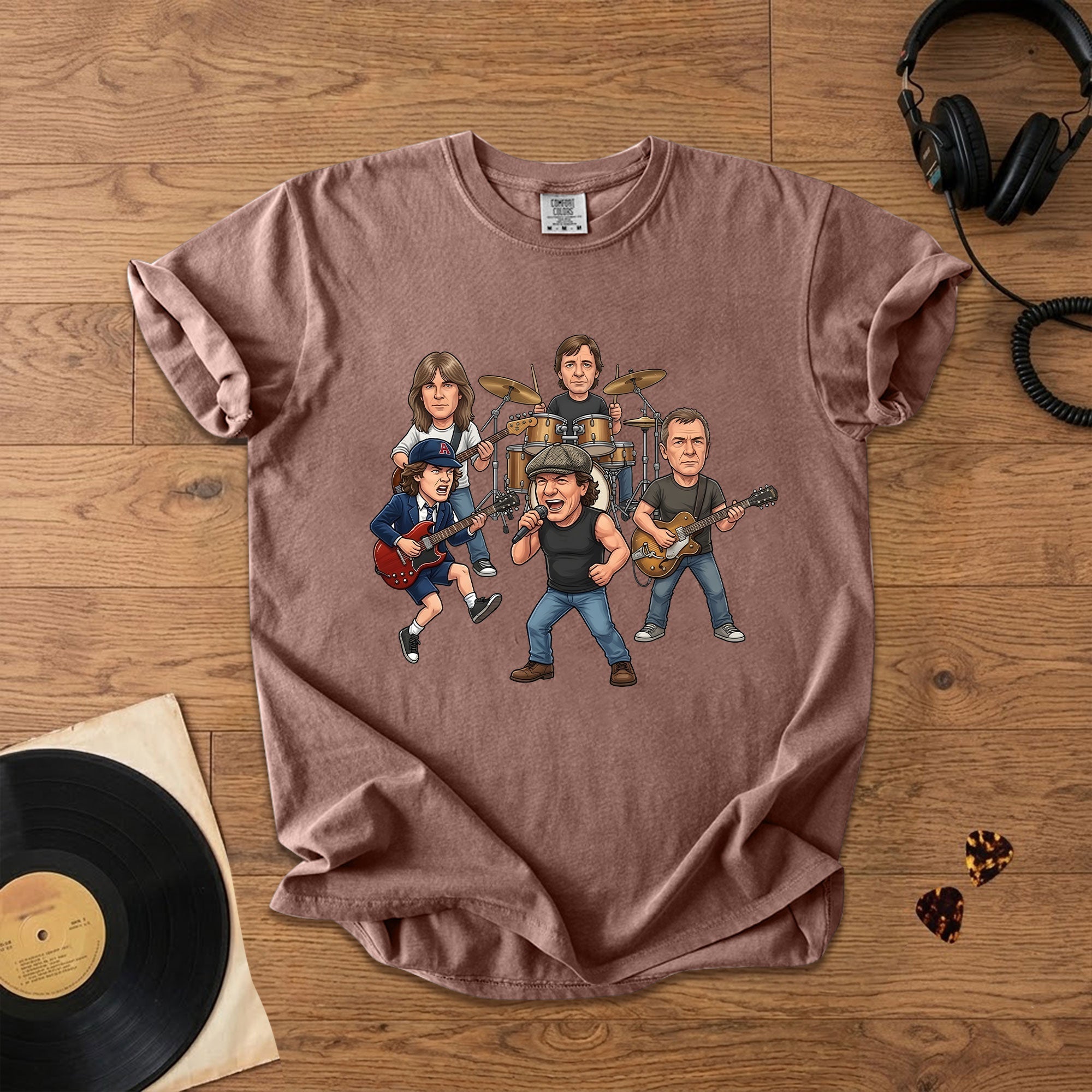 AC/DC Caricature Band T-Shirt Classic Rock Legends Graphic Tee