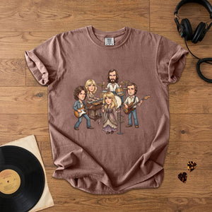 Fleetwood Mac Cartoon Band Graphic T-Shirt Classic Rock Fan Tee