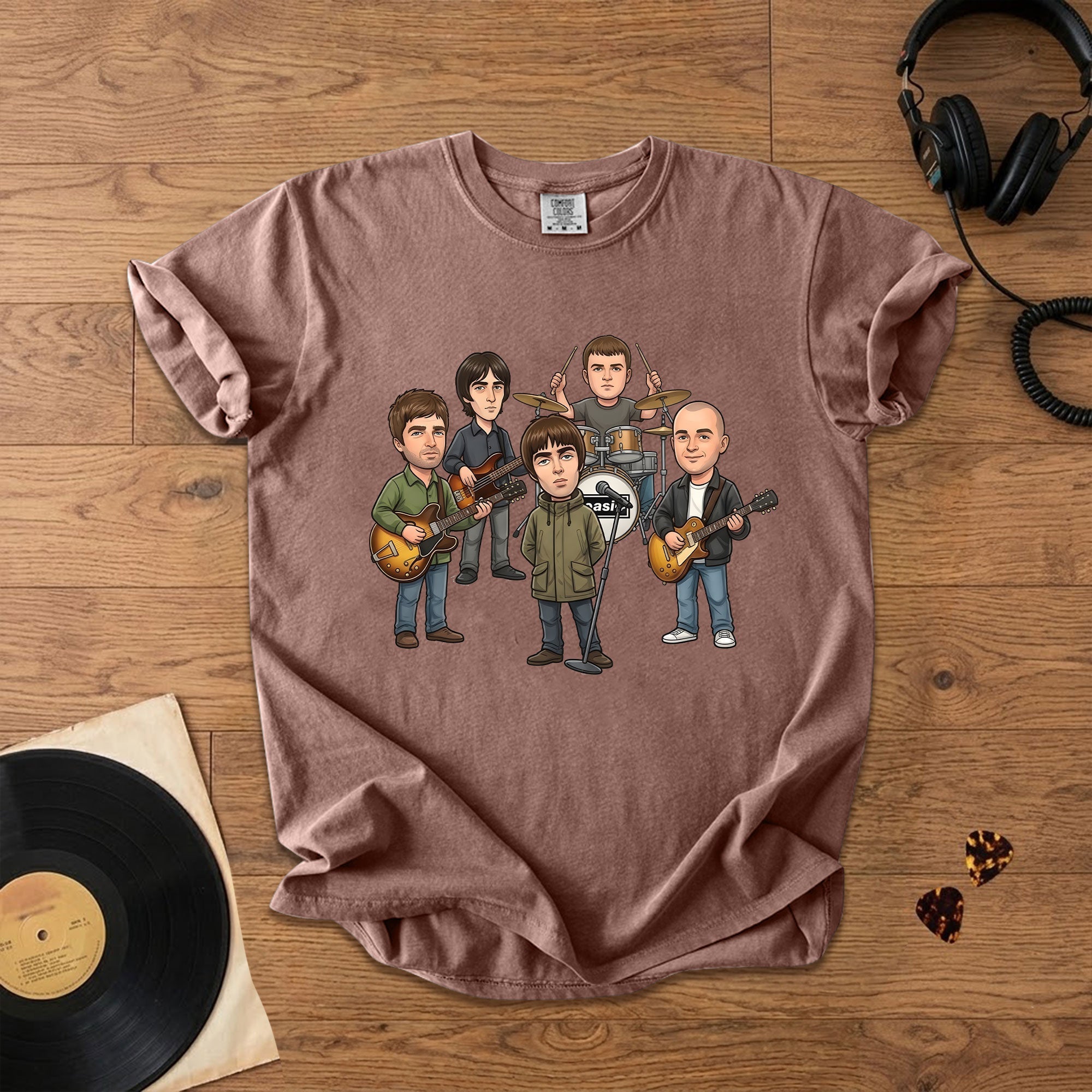 Oasis Cartoon Band Graphic T-Shirt Britpop Fan Tee