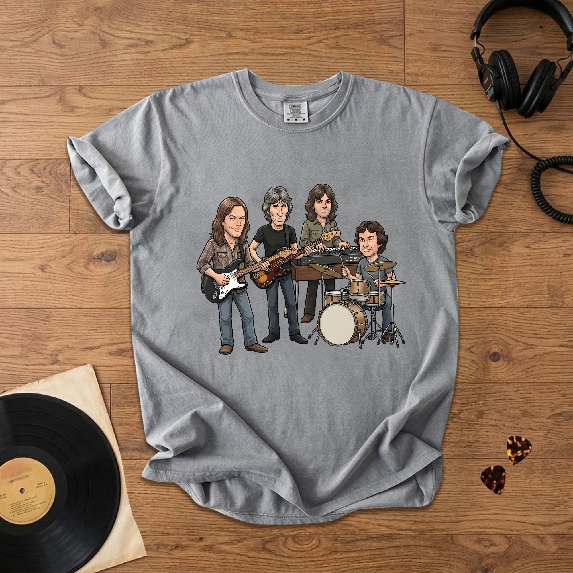 Pink Floyd Inspired Cartoon Band Comfort Tee Classic Rock Graphic T-Shirt