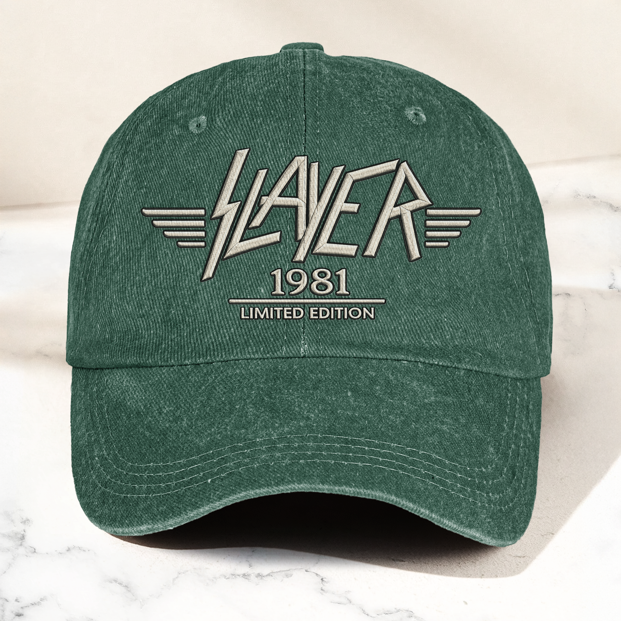 Slayer Band Logo Est 1981 Denim Cap Retro Vintage Dad Cap Gift For Dad (With Box)