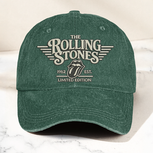 The Rolling Stones Tongue Logo Est 1962 Denim Cap Retro Vintage Dad Cap Gift For Dad (With Box)