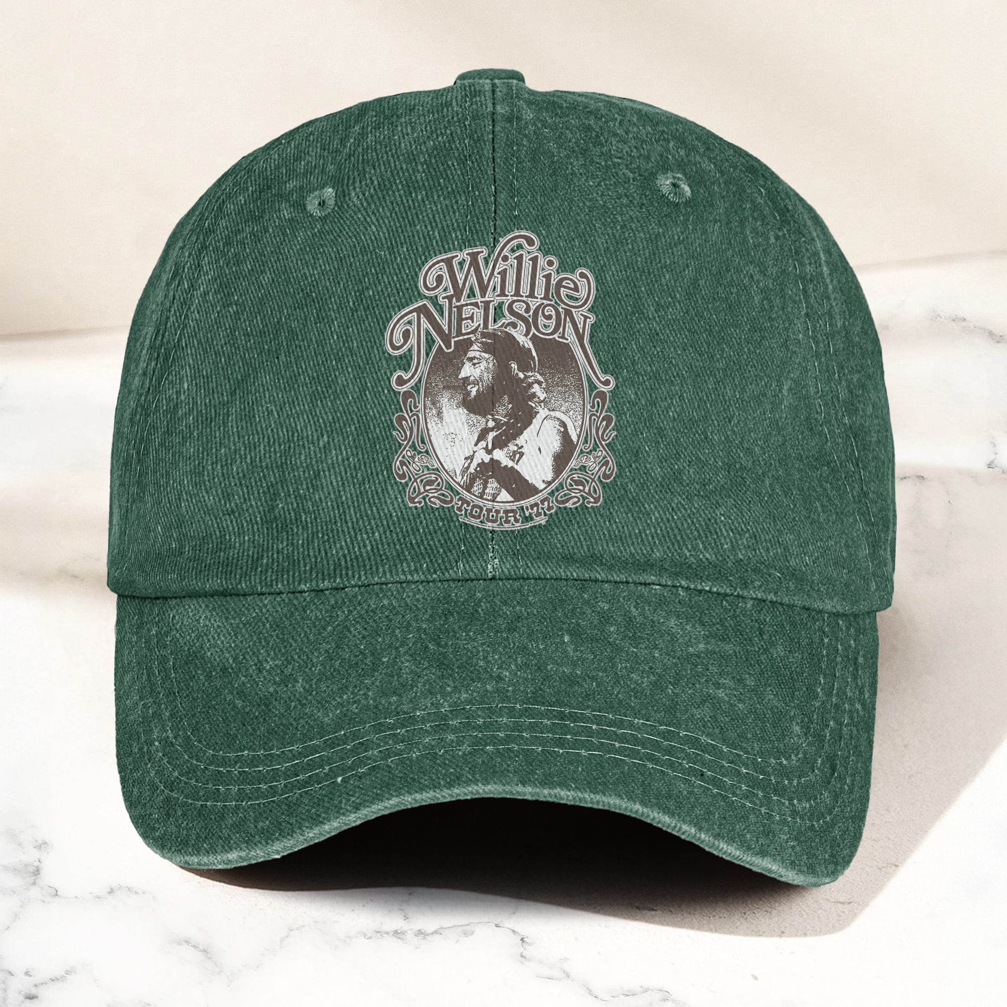 Willie Nelson Portrait Denim Cap Retro Music Willie Nelson Cap Gift For Dad (With Box)