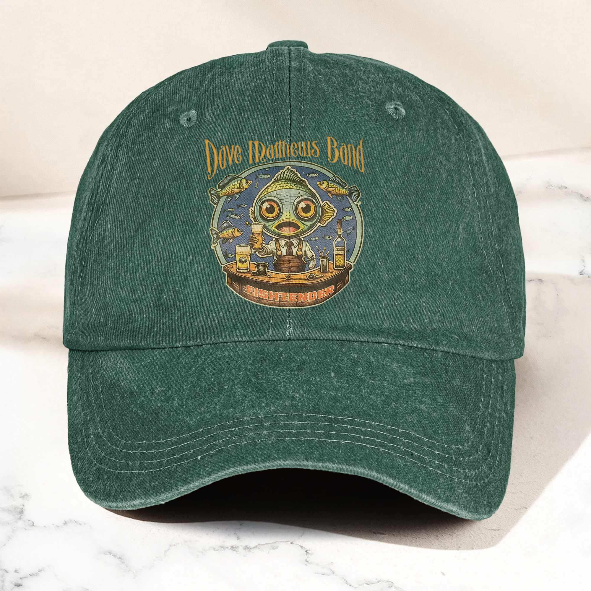 Dave Matthews Band Fishtender Denim Cap Retro Music Cap Gift For Dad (With Box)