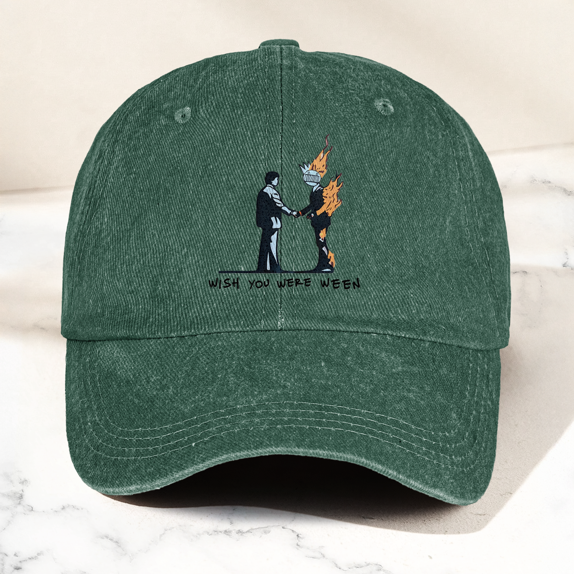 Wish You Were Ween Pink Floyd Denim Cap Retro Pink Floyd Merch Gift for Dad (With Box)