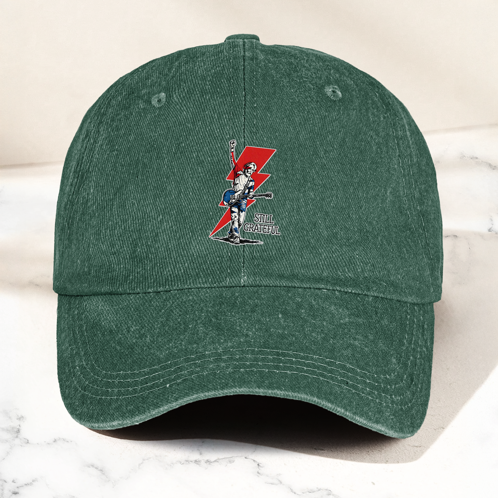 Still Grateful Lightning Guitar Dad Hat Vintage Rock Spirit Cap