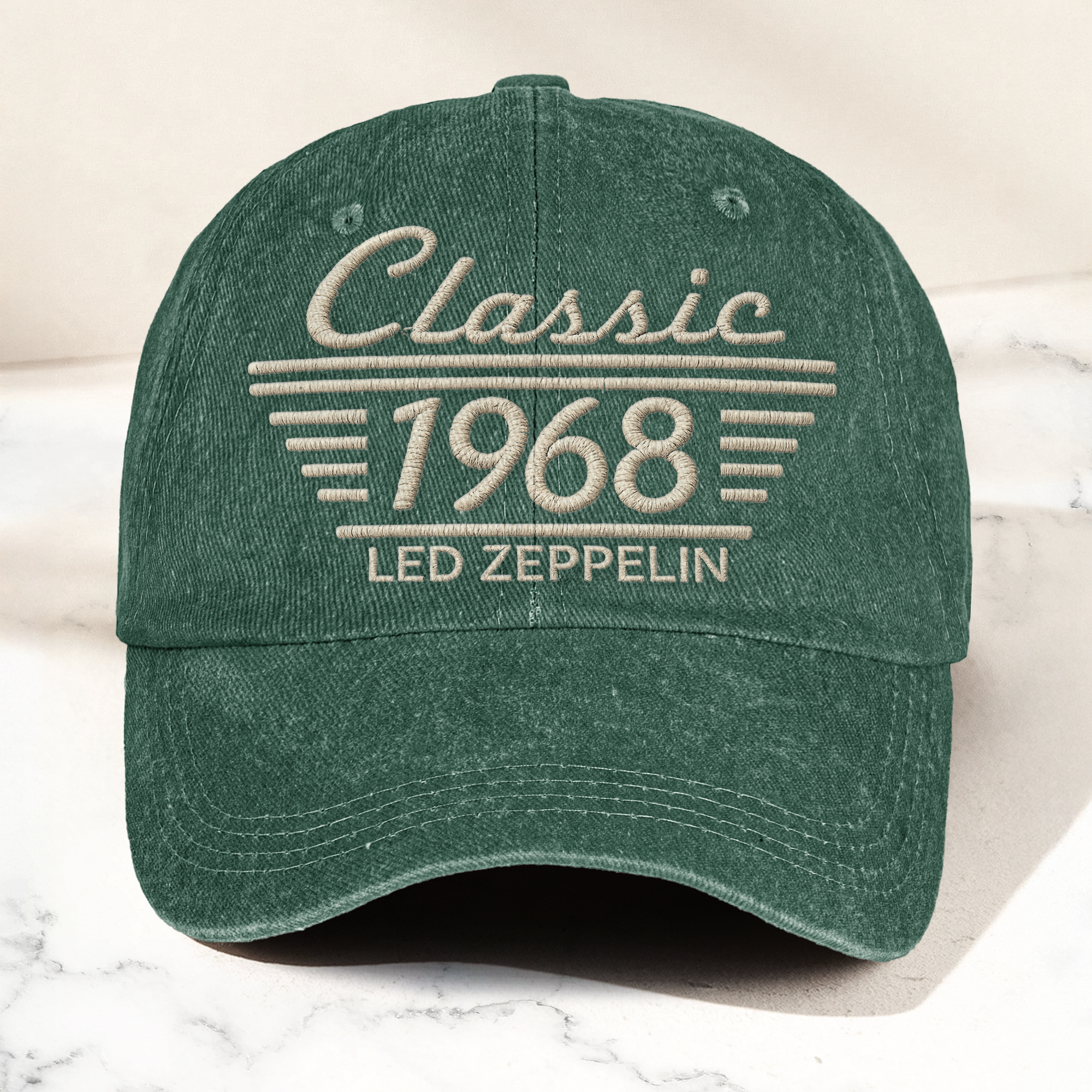 Led Zeppelin Classic 1968 Est Hard Rock Heavy Metal Band Music Merch Denim Cap Retro Vintage Dad Cap Gift For Dad (With Box)