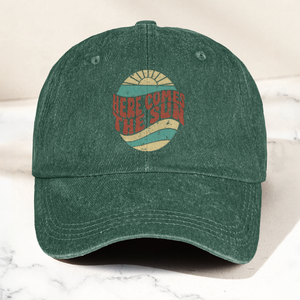 Groovy Here Comes The Sun Denim Cap Retro The Beatles Merch Gift for Dad (With Box)