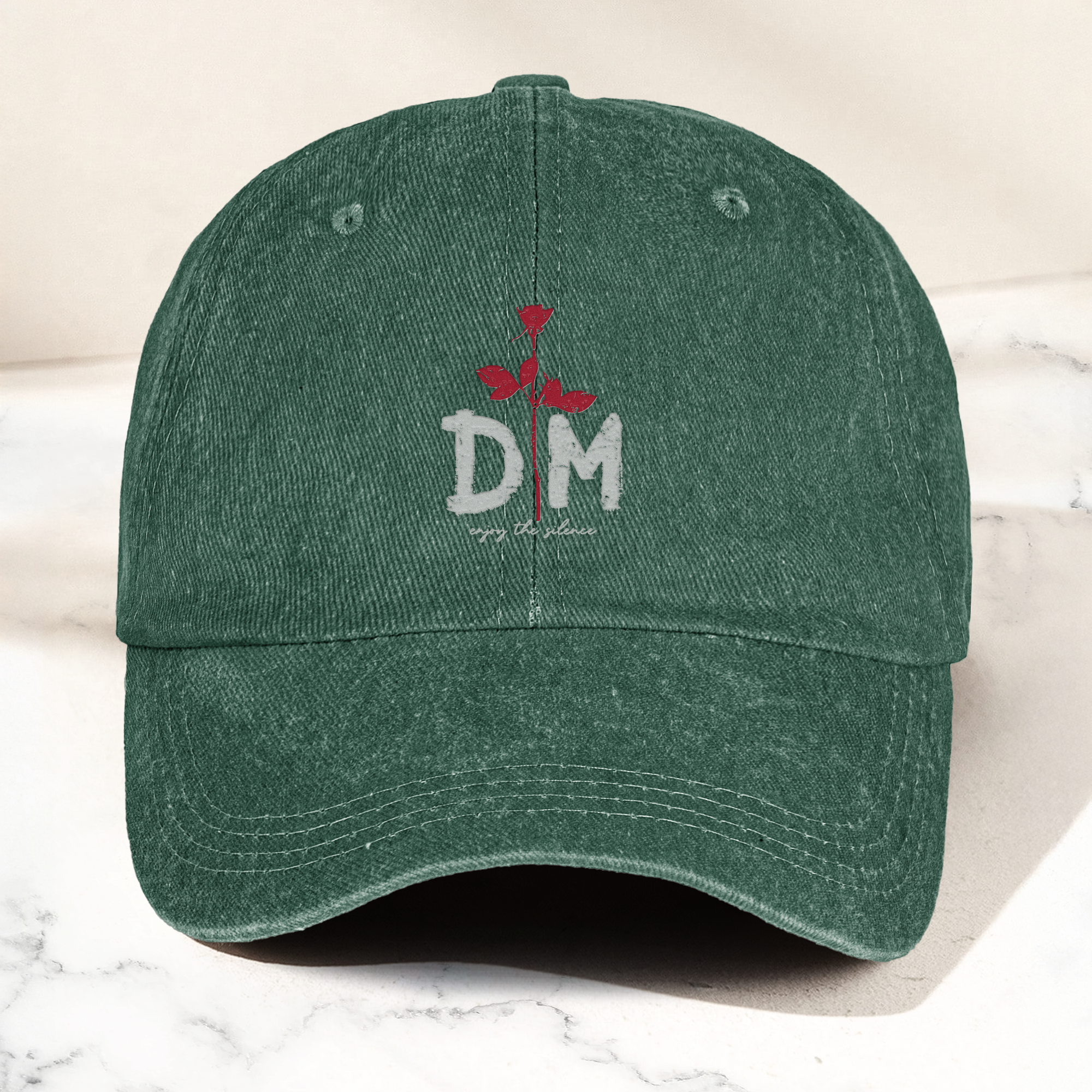 DM Rose Denim Cap Minimalist Depeche Mode Inspired Dad Hat (With Box)