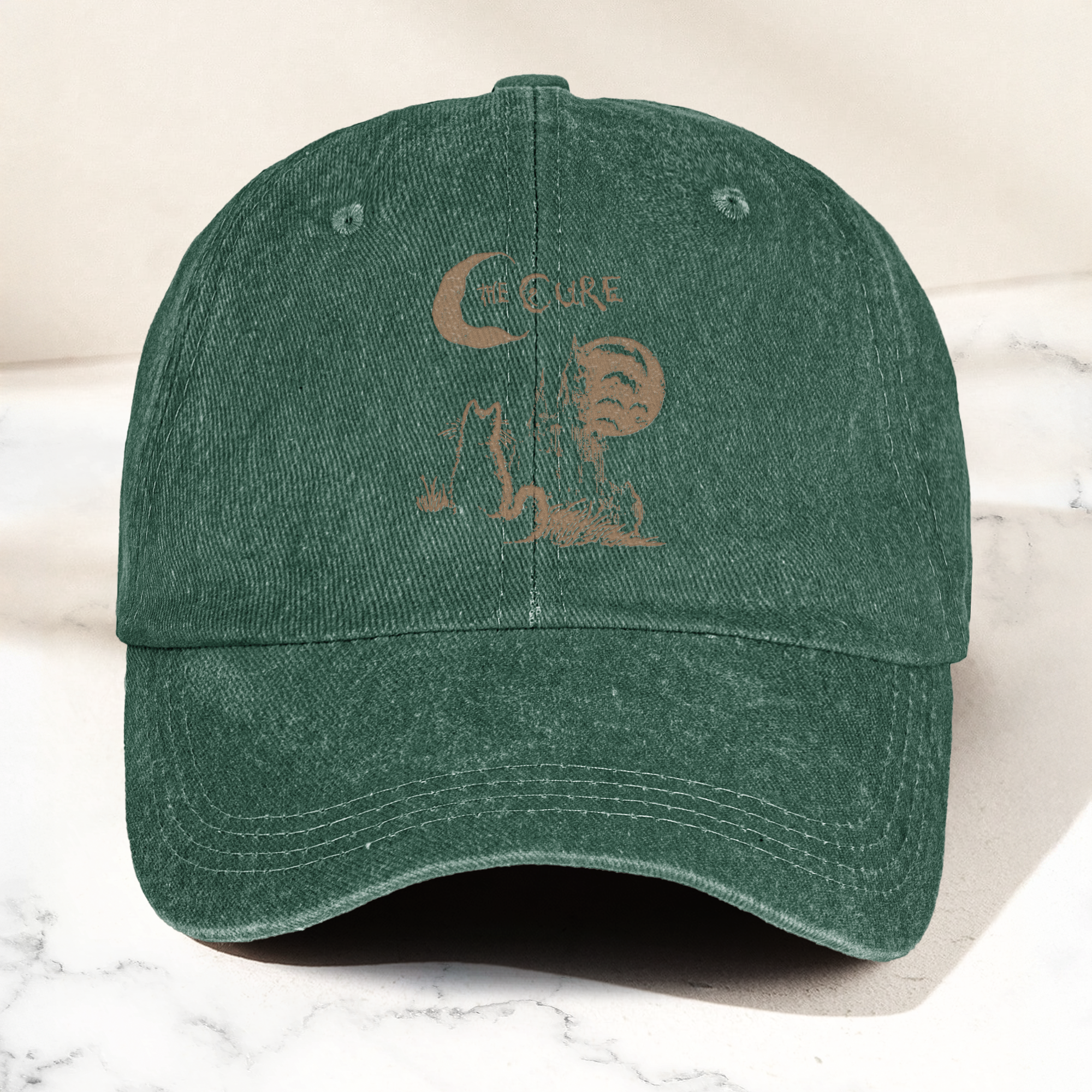 The Cure Vintage Cat Moon Denim Cap Vintage The Cure Band Album Merch Gift for Dad (With Box)