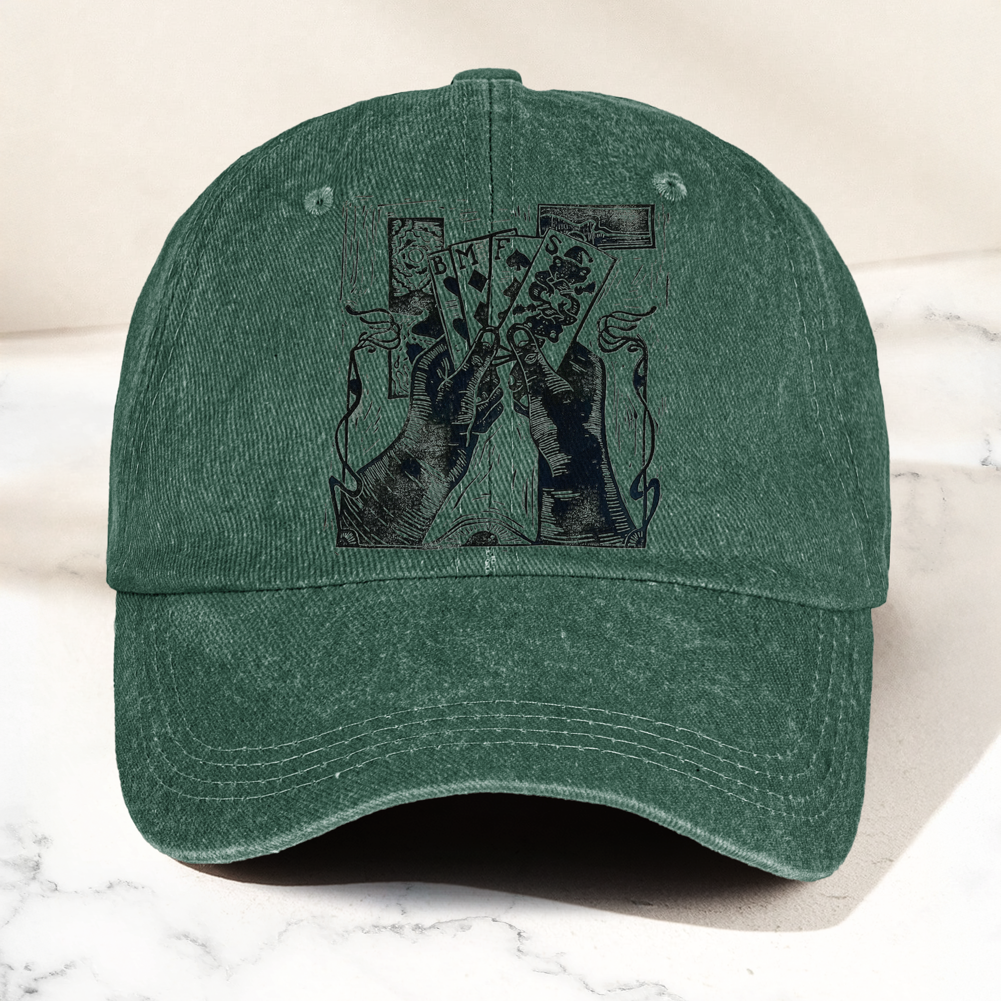 Billy Strings BMFS Playing Cards Woodcut Graphic Music Merch Denim Cap Retro Vintage Dad Cap Gift For Dad (With Box)
