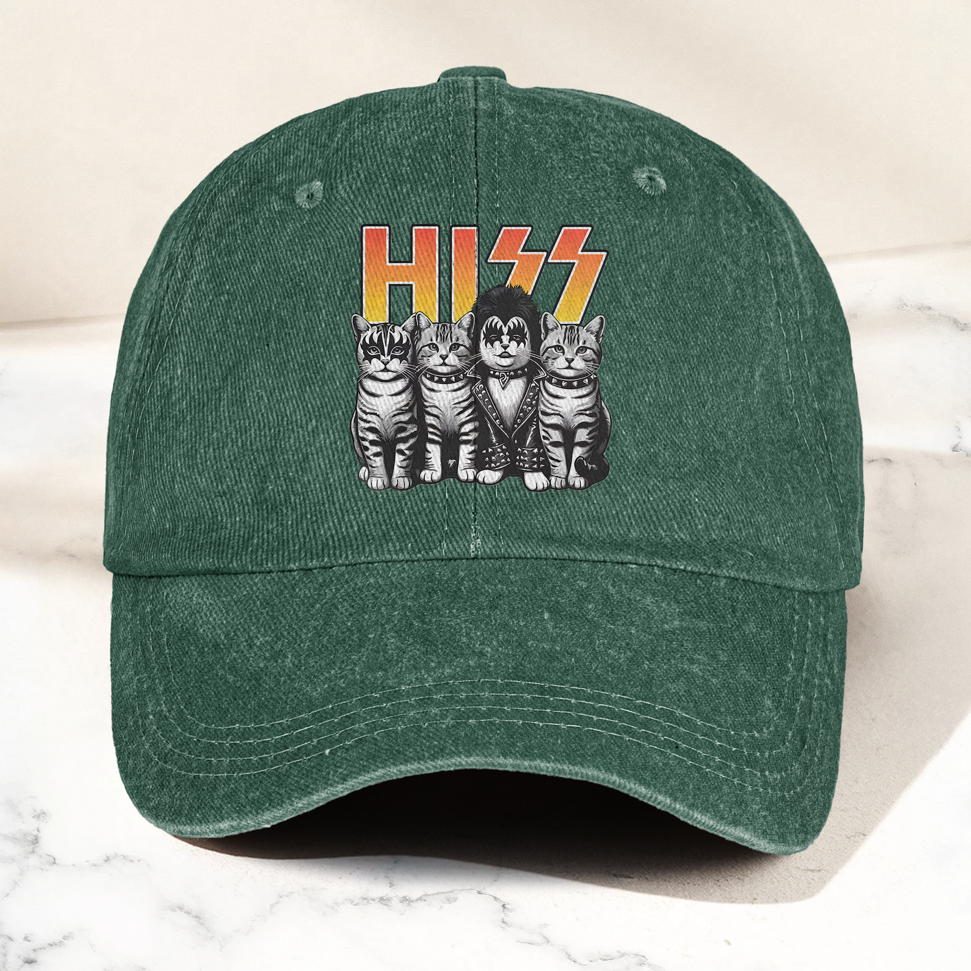 Hiss Cats Rock Kittens Denim Cap Retro Hiss Band Merch Gift for Dad (With Box)