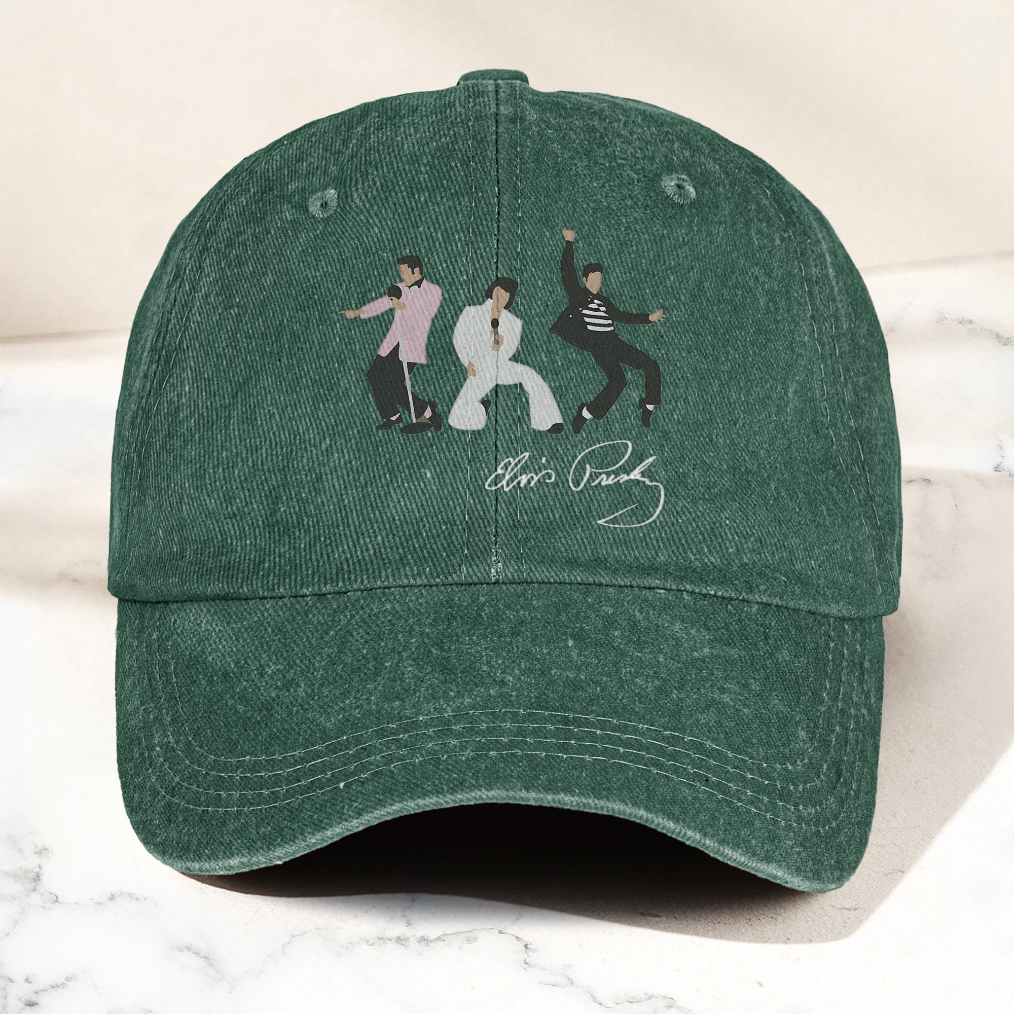 Elvis Presley With Sign Graphic Denim Cap Vintage Elvis Presley Album Merch Gift for Dad (With Box)