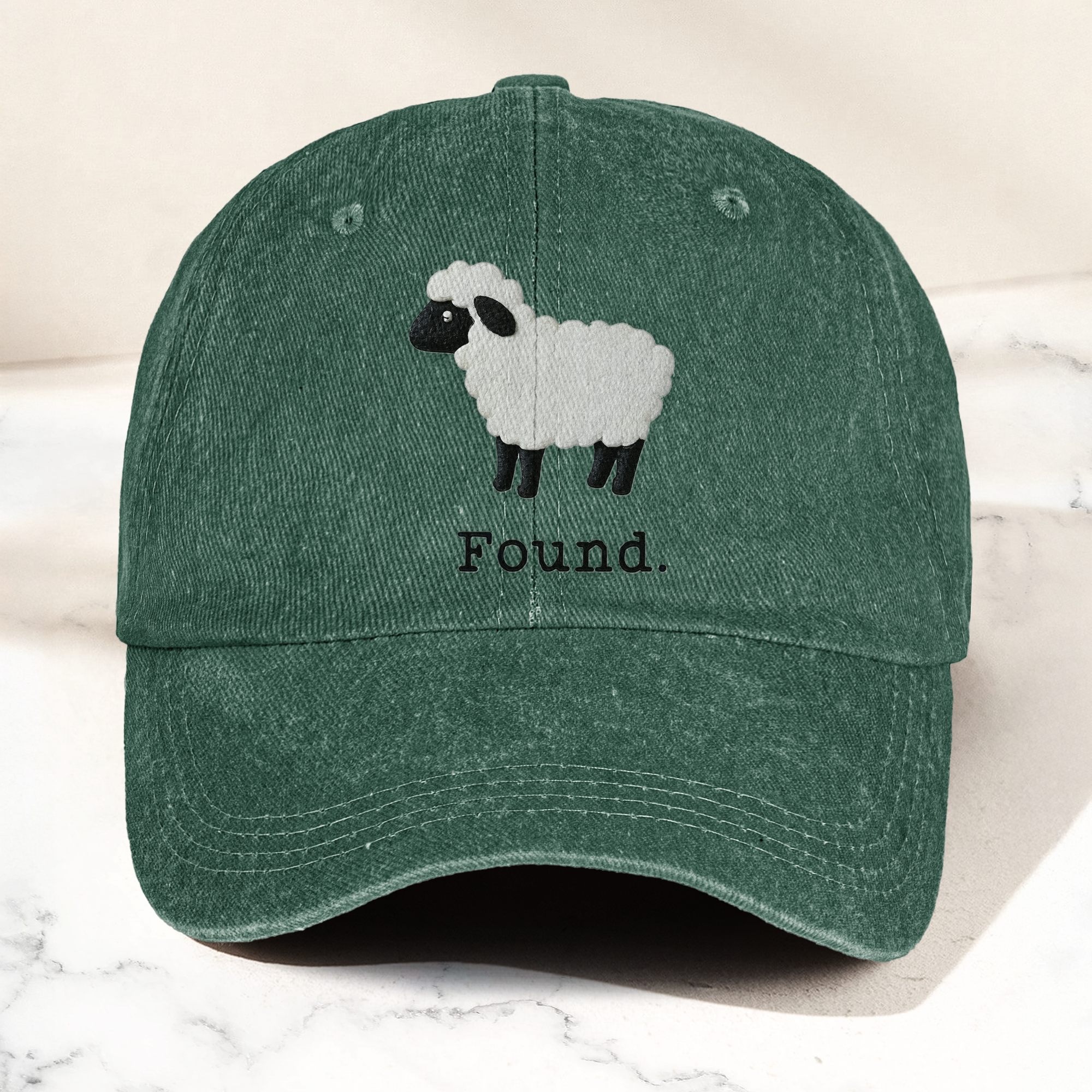 Found Lost Sheep Christian Faith Denim Cap Vintage Dad Cap Gift For Dad (With Box)