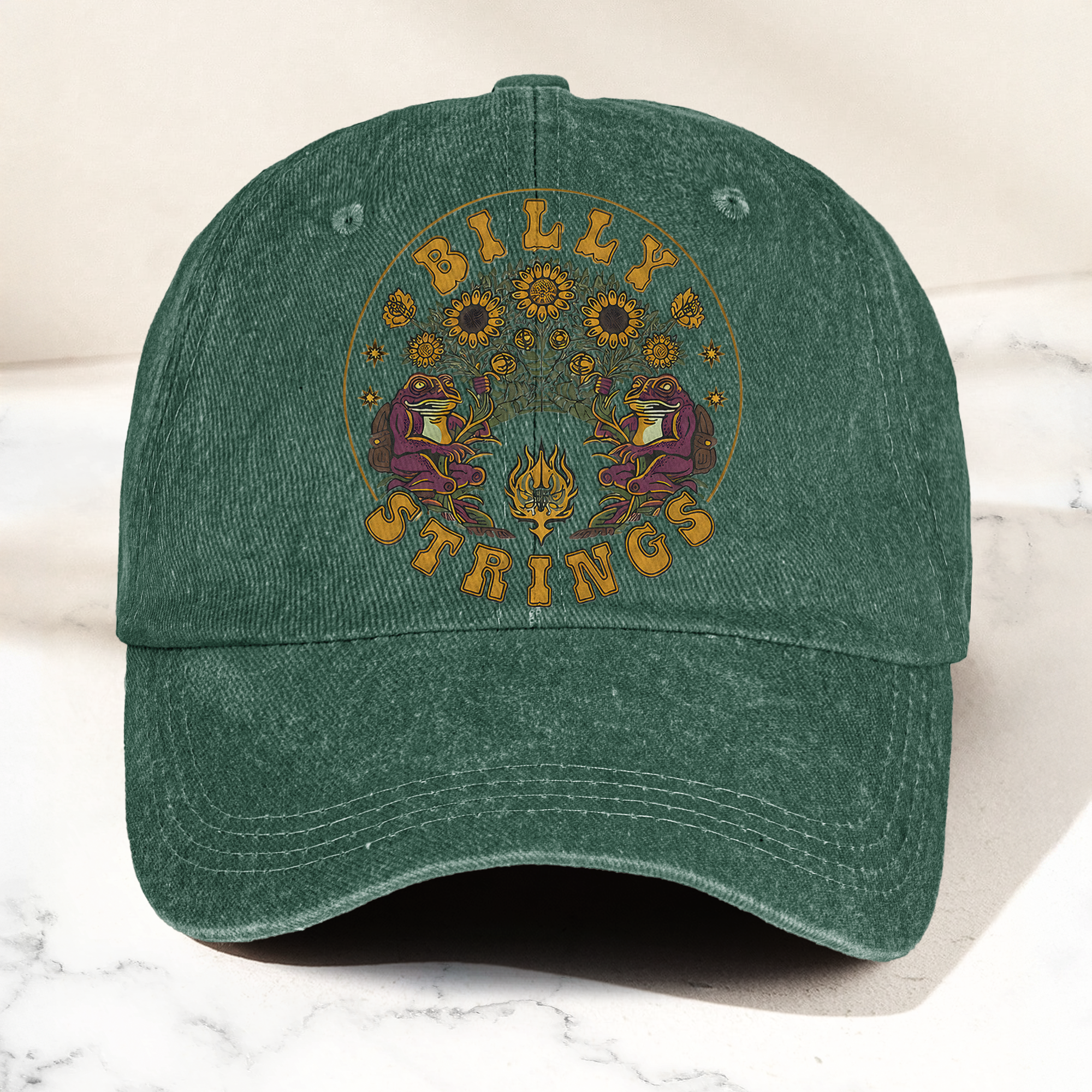 Billy Strings Sunflowers Frog Graphic Cosmic Bluegrass Retro Denim Cap Retro Vintage Dad Cap Gift For Dad (With Box)