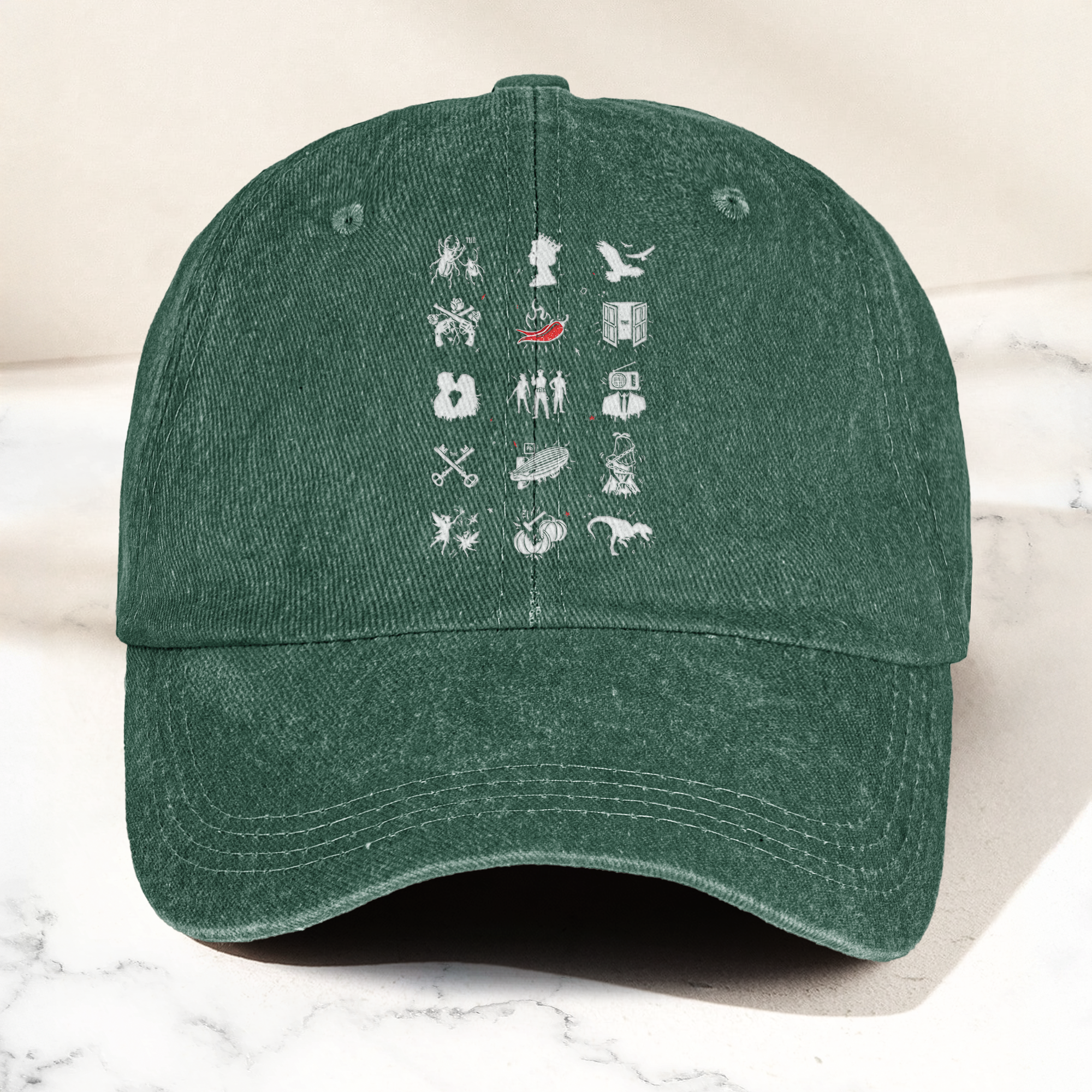 Talking Heads Symbols Cap Vintage Washed Black Dad Hat, Minimalist Alternative Rock Icon Hat (With Box)