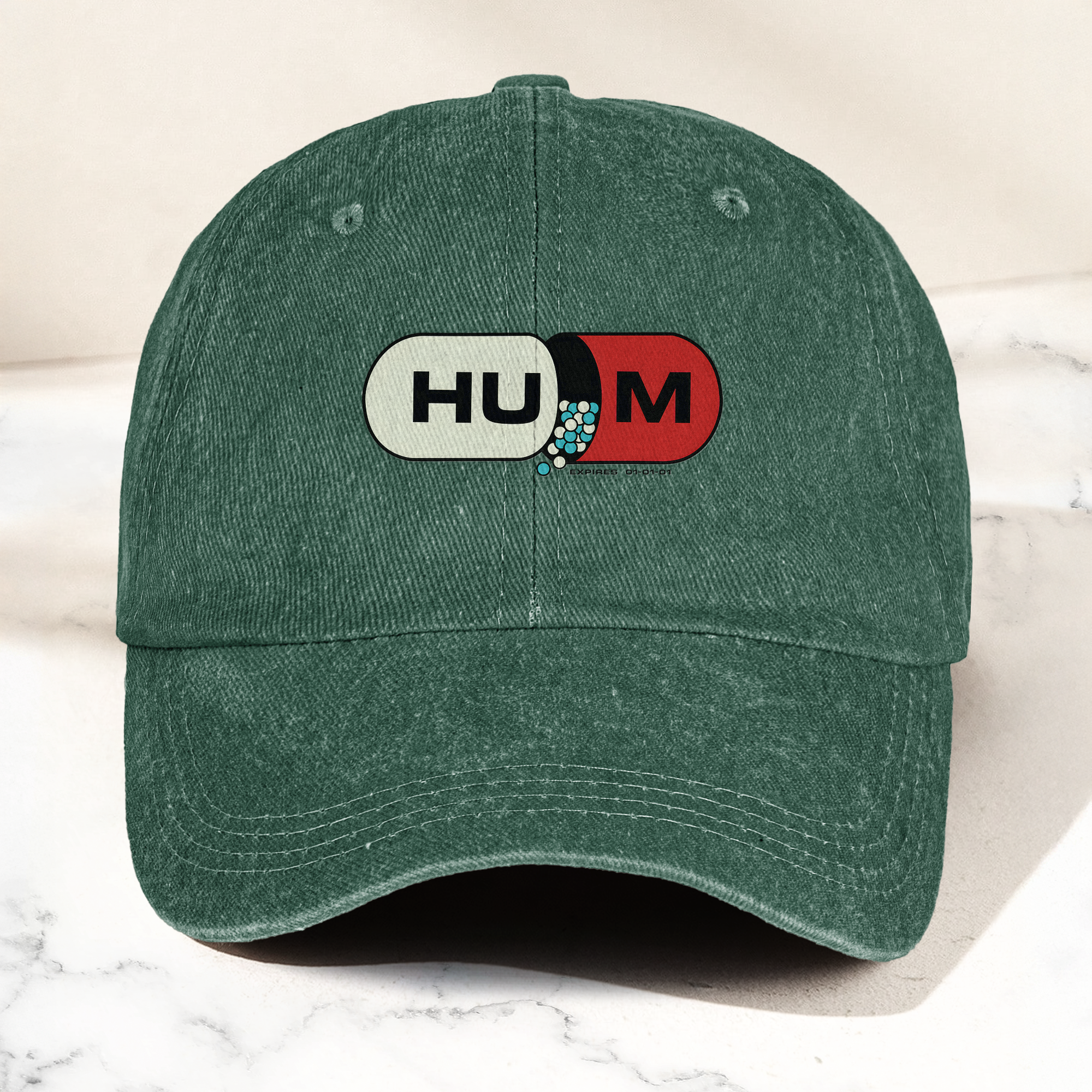 Hum Medication Parody Vintage Dad Hat Funny Graphic Hum Band Cotton Cap (With Box)