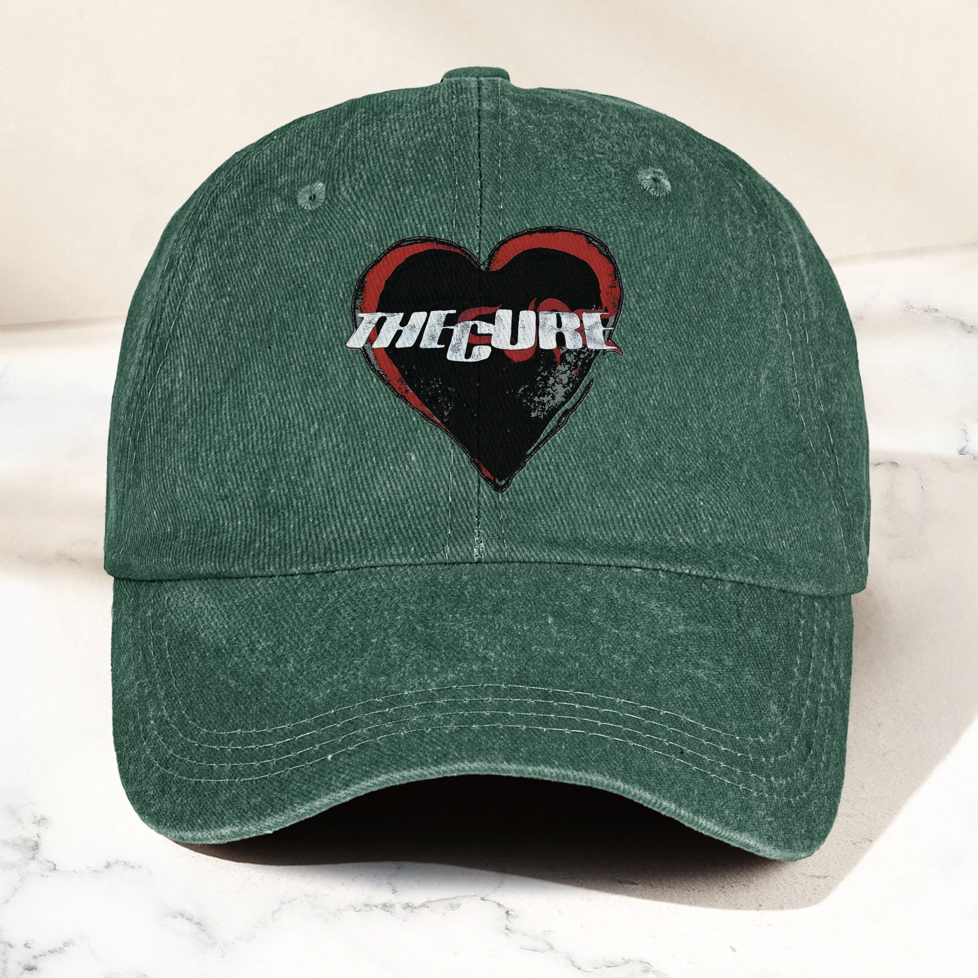 The Cure Heart Logo Denim Cap Vintage The Cure Band Album Merch Gift for Dad (With Box)