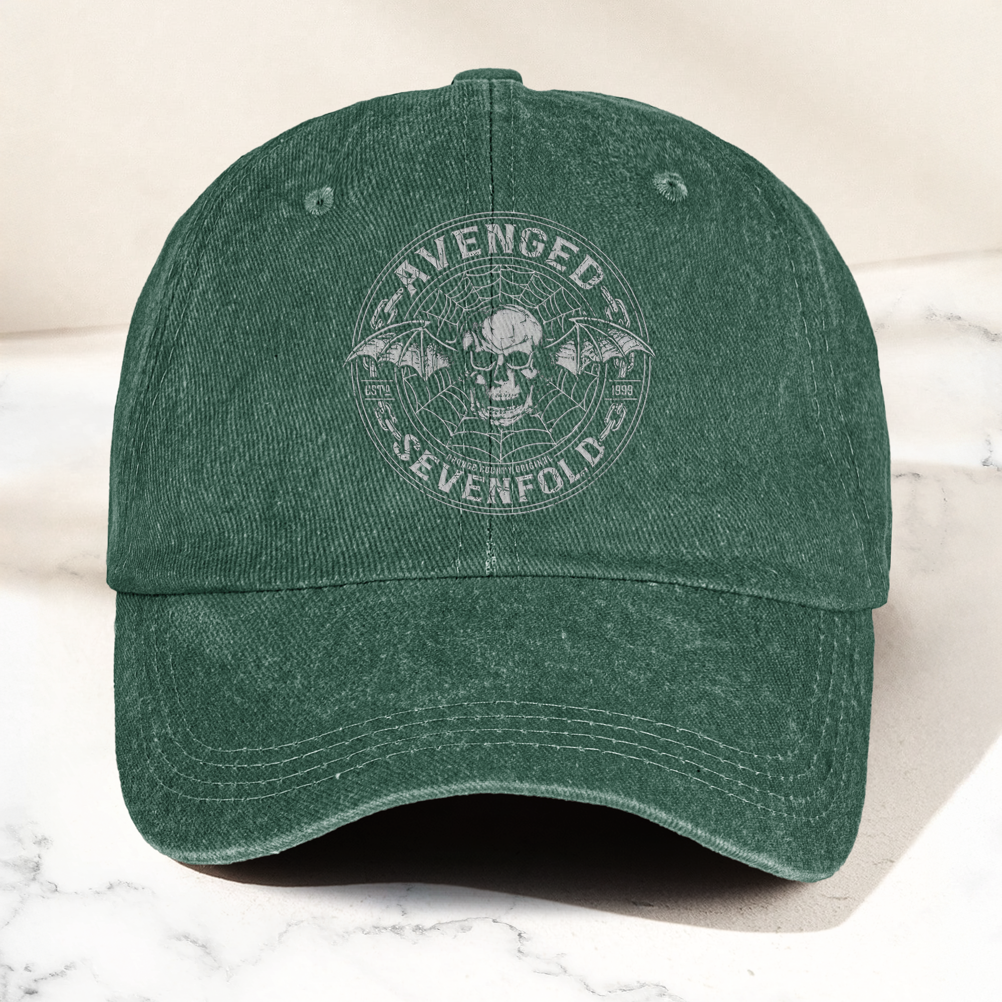 Avenged Sevenfold Deathbat Logo Denim Cap Retro Vintage Dad Cap Gift For Dad (With Box)
