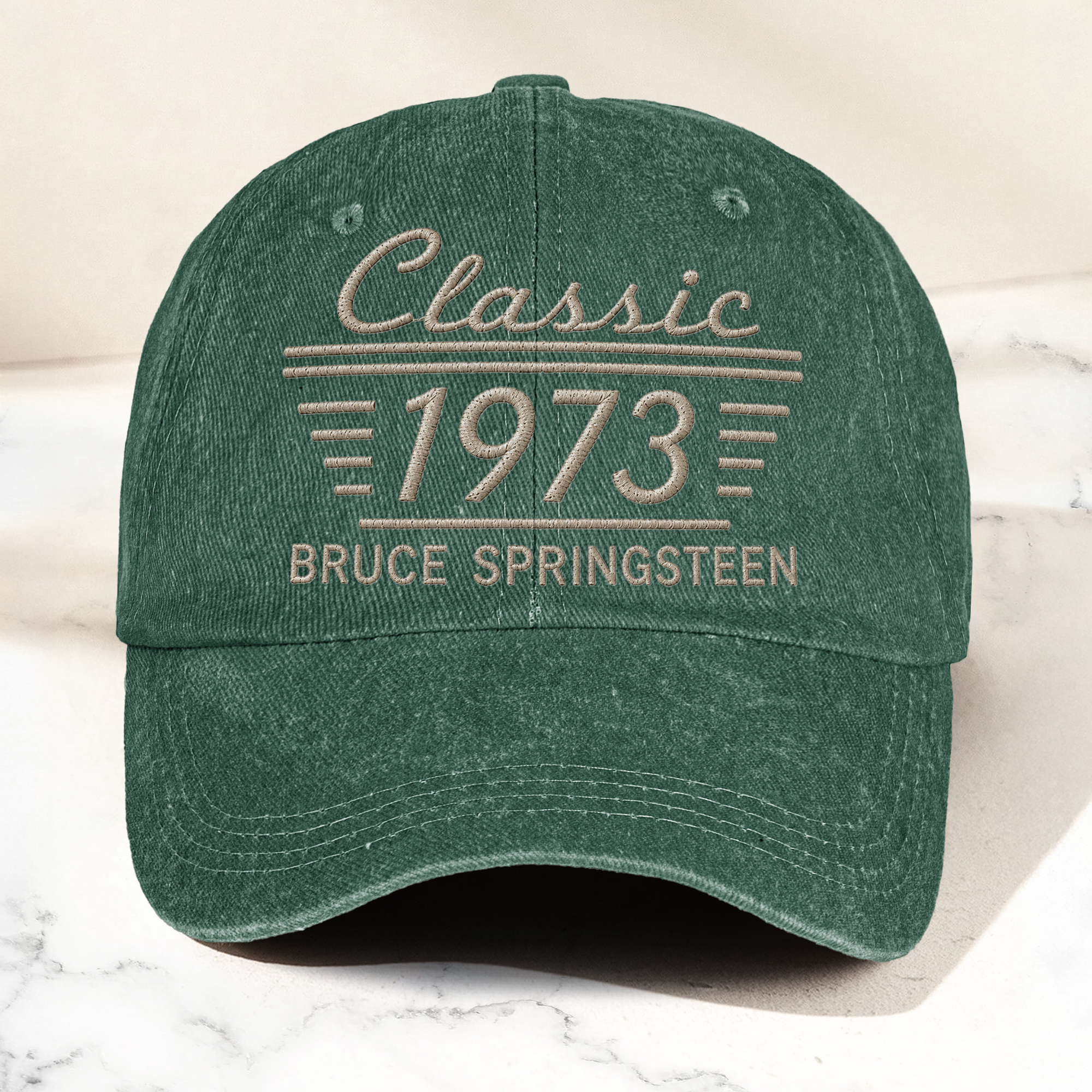 Bruce Springsteen Classic 1973 Est Heartland Rock Band Music Merch Graphic Denim Cap Retro Vintage Dad Cap Gift For Dad (With Box)