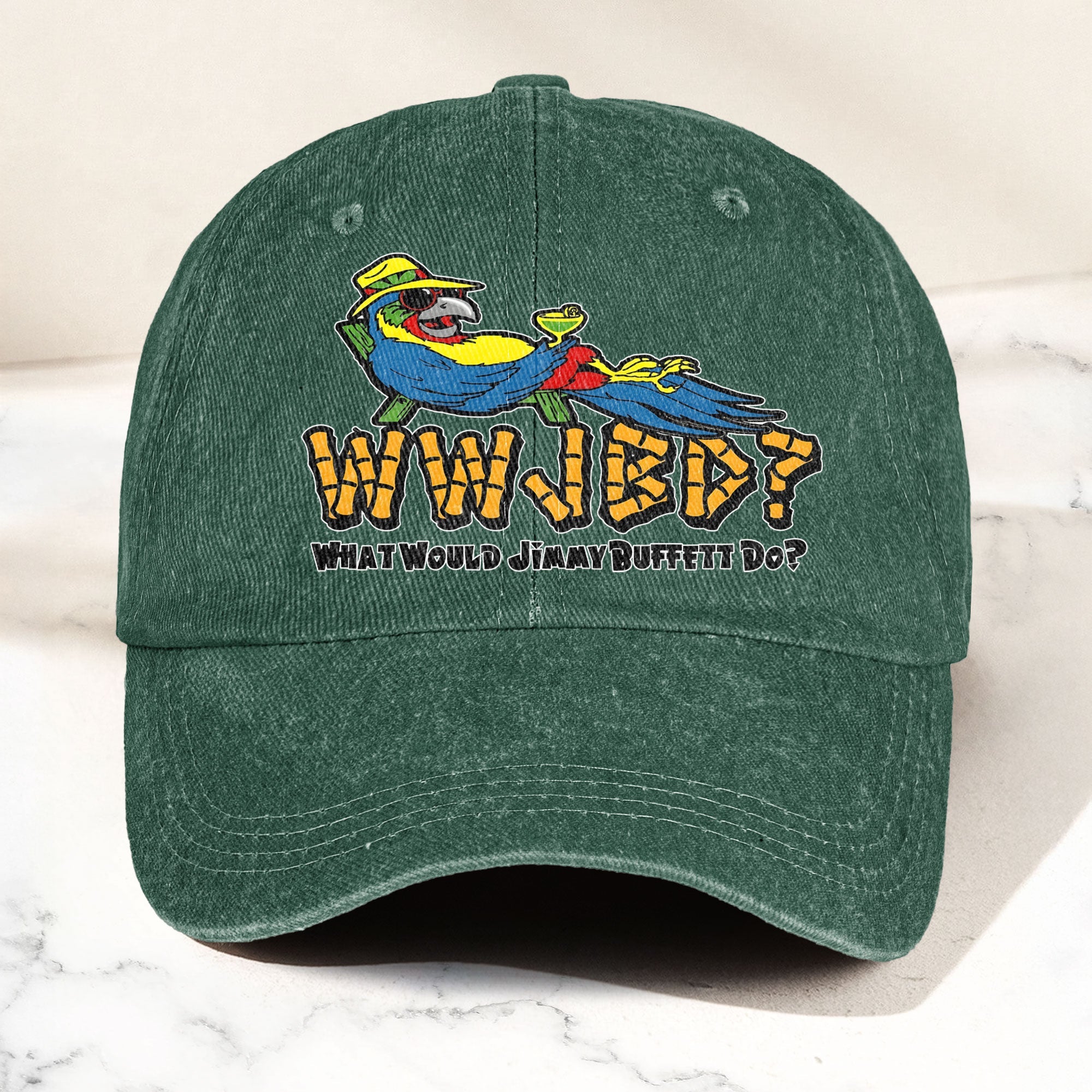 What Would Jimmy Buffett Do Denim Cap Retro Jimmy Buffett Merch Dad Hat (With Box)