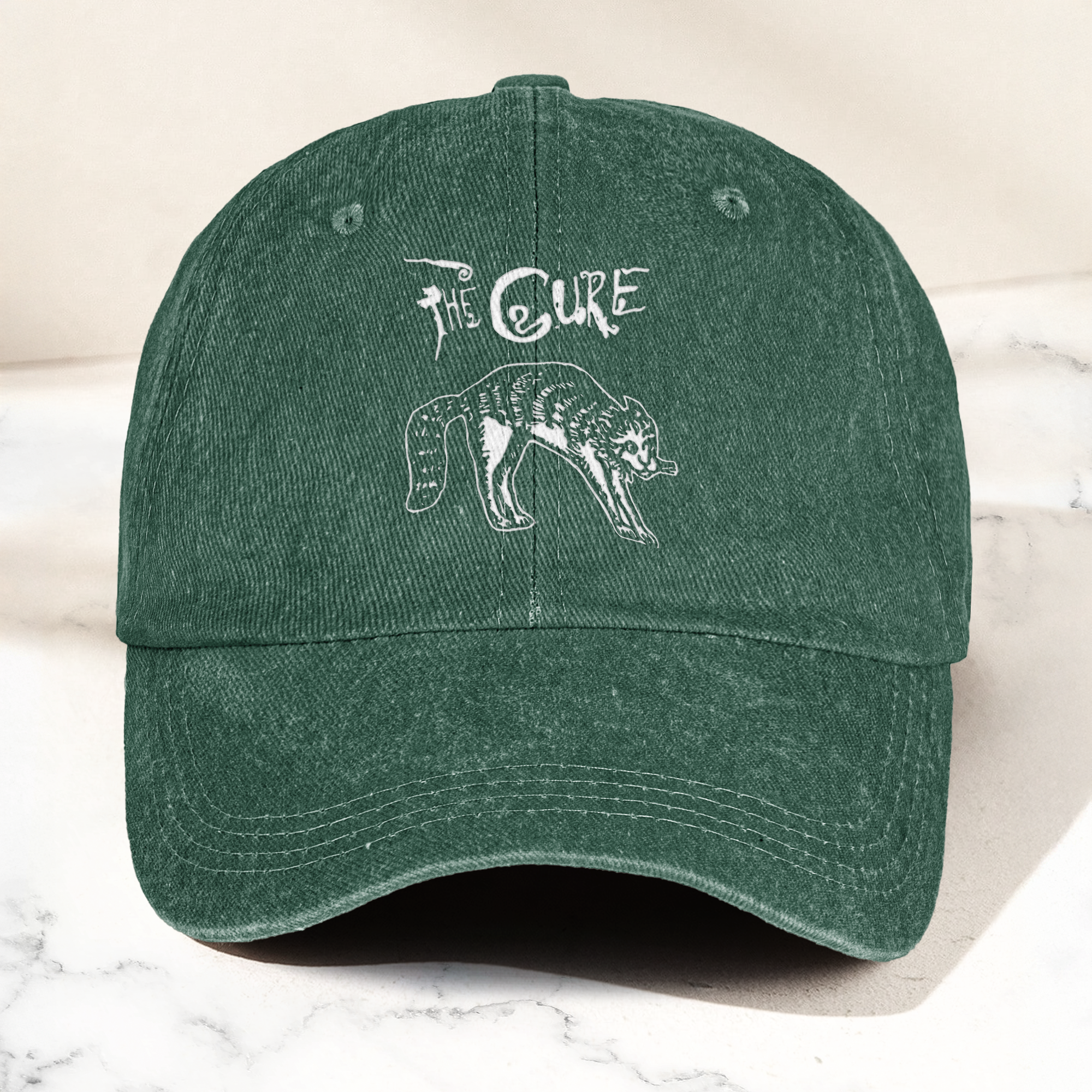 The Cure Rare Cat Artwork Vintage Denim Cap Retro The Cure Band Merch Gift for Dad (With Box)