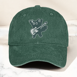 Rockstar Cat Artwork Vintage Denim Cap Retro The Cure Band Merch Gift for Dad (With Box)