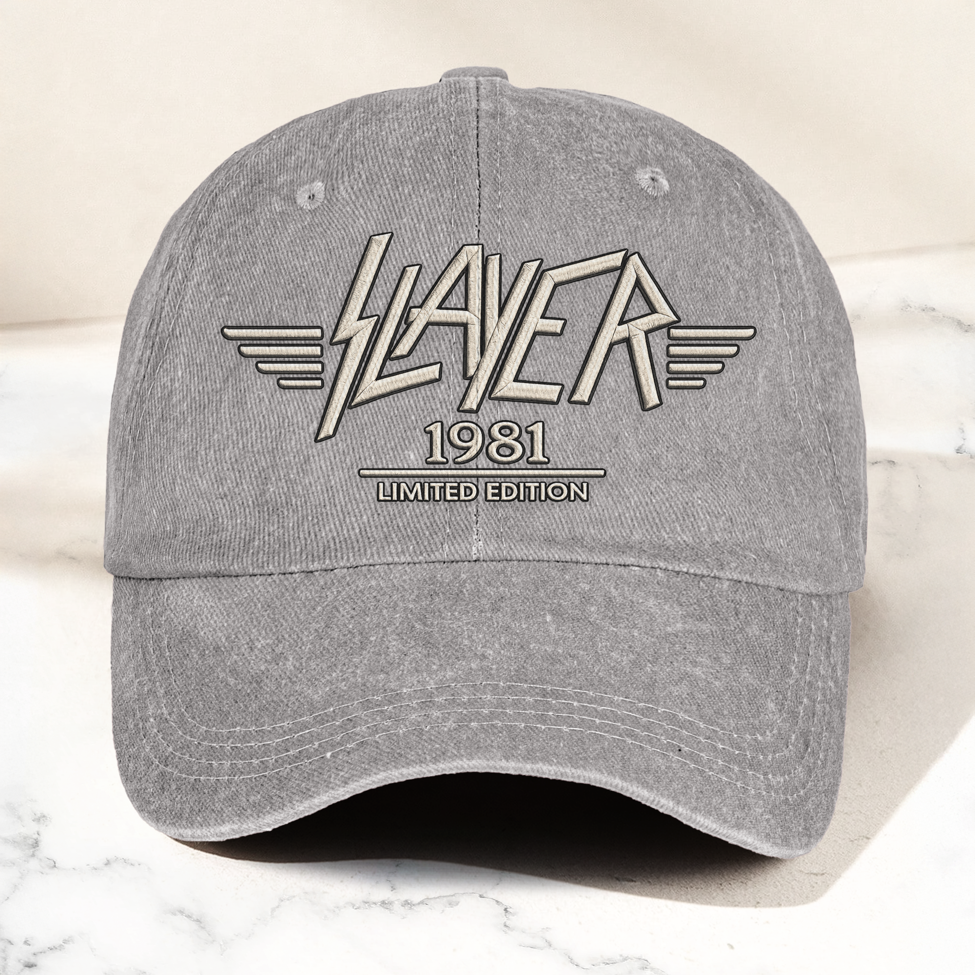 Slayer Band Logo Est 1981 Denim Cap Retro Vintage Dad Cap Gift For Dad (With Box)