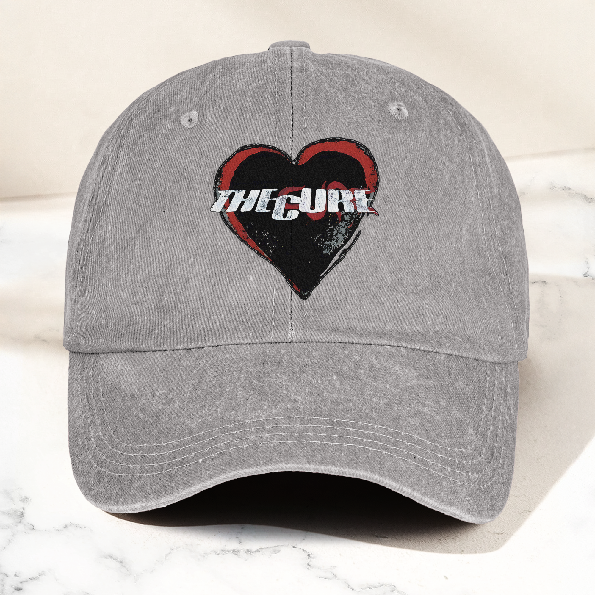 The Cure Heart Logo Denim Cap Vintage The Cure Band Album Merch Gift for Dad (With Box)