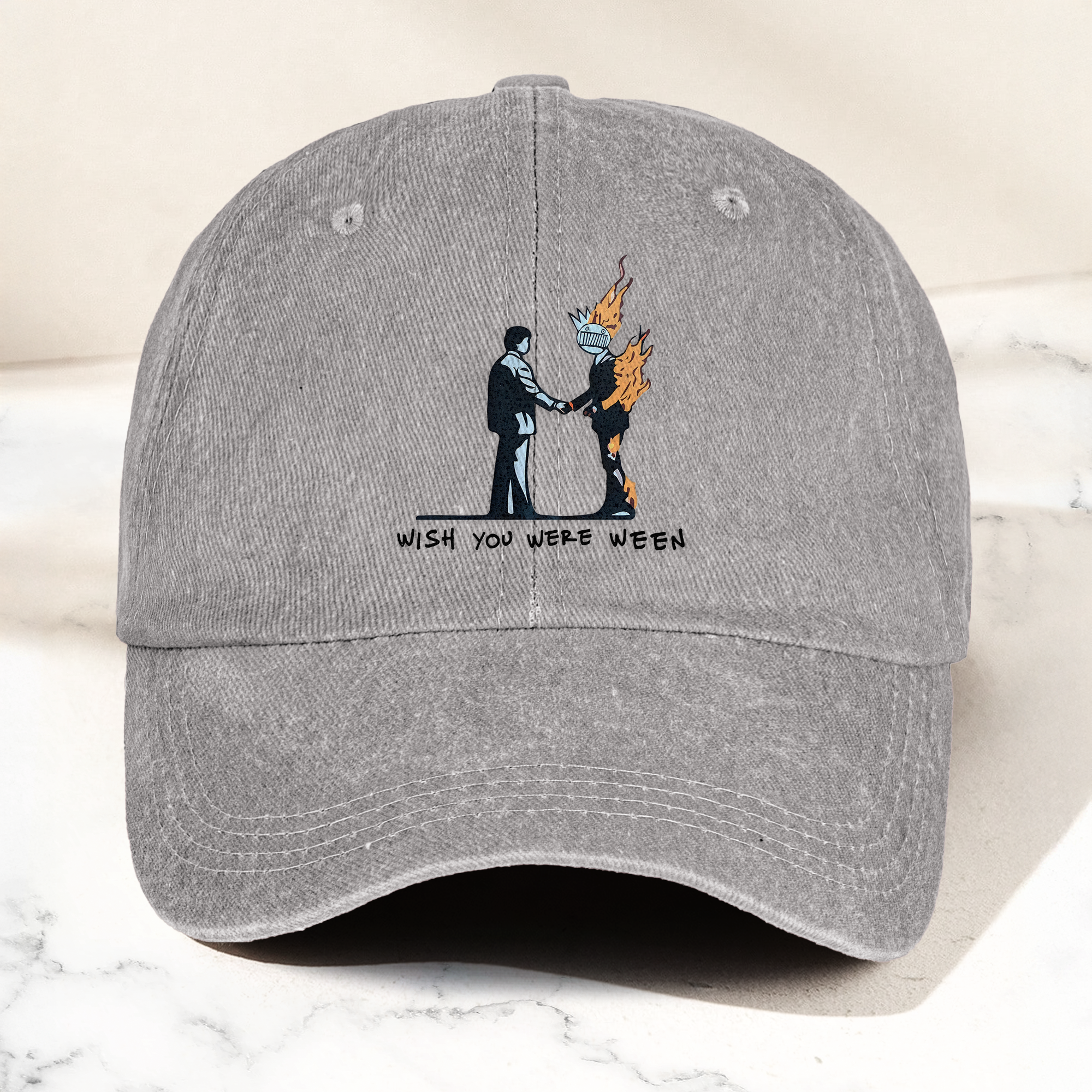 Wish You Were Ween Pink Floyd Denim Cap Retro Pink Floyd Merch Gift for Dad (With Box)