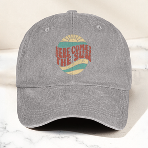 Groovy Here Comes The Sun Denim Cap Retro The Beatles Merch Gift for Dad (With Box)