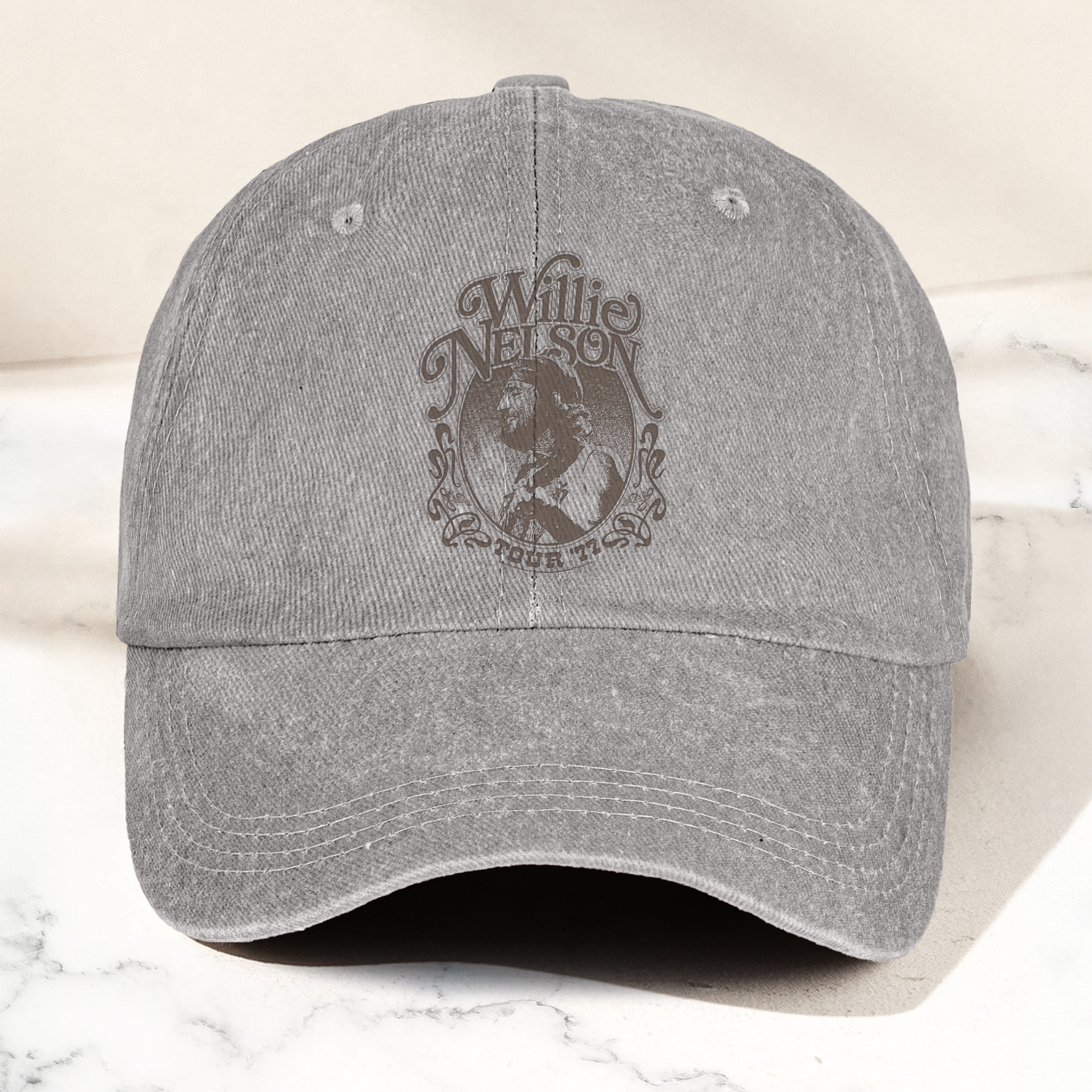 Willie Nelson Portrait Denim Cap Retro Music Willie Nelson Cap Gift For Dad (With Box)
