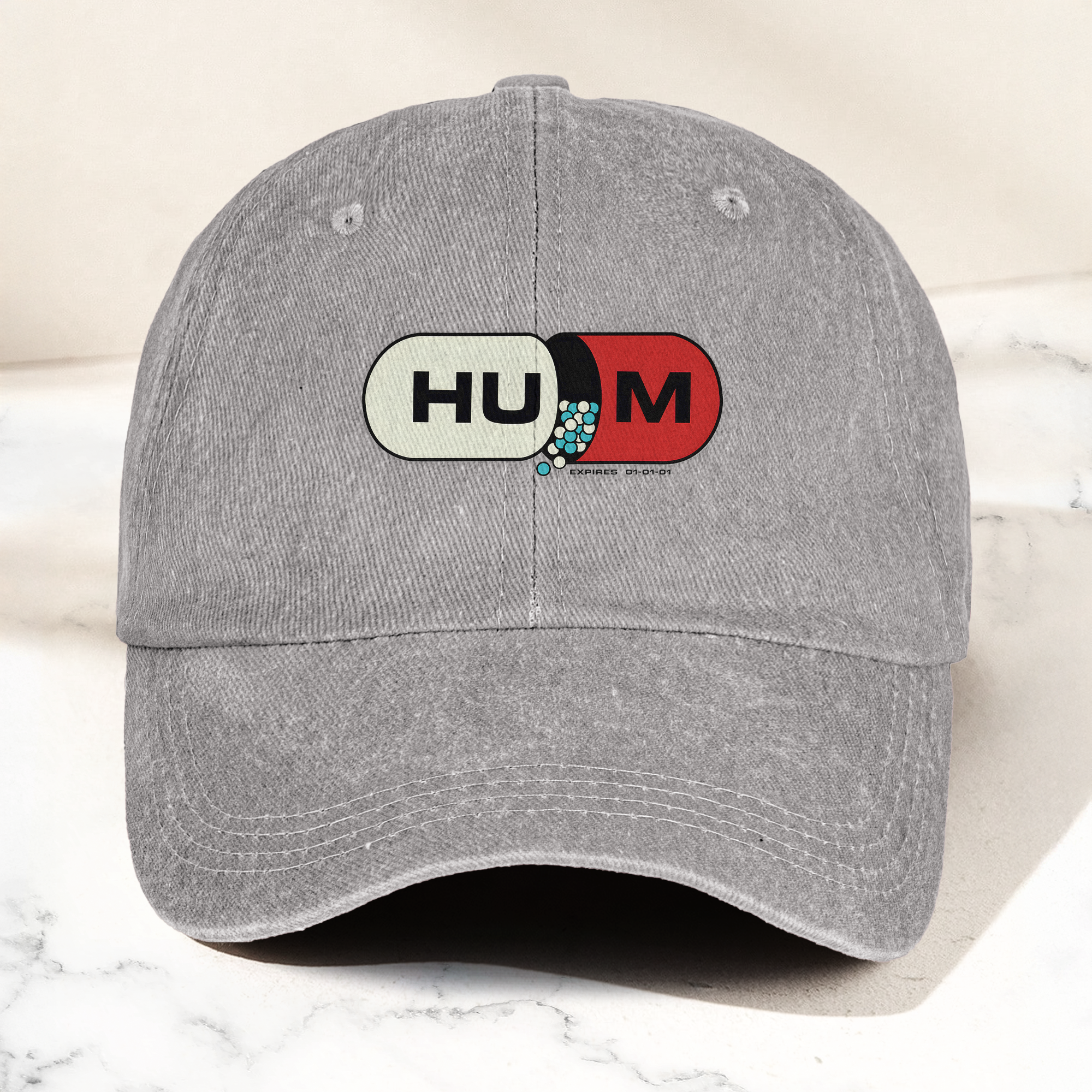 Hum Medication Parody Vintage Dad Hat Funny Graphic Hum Band Cotton Cap (With Box)