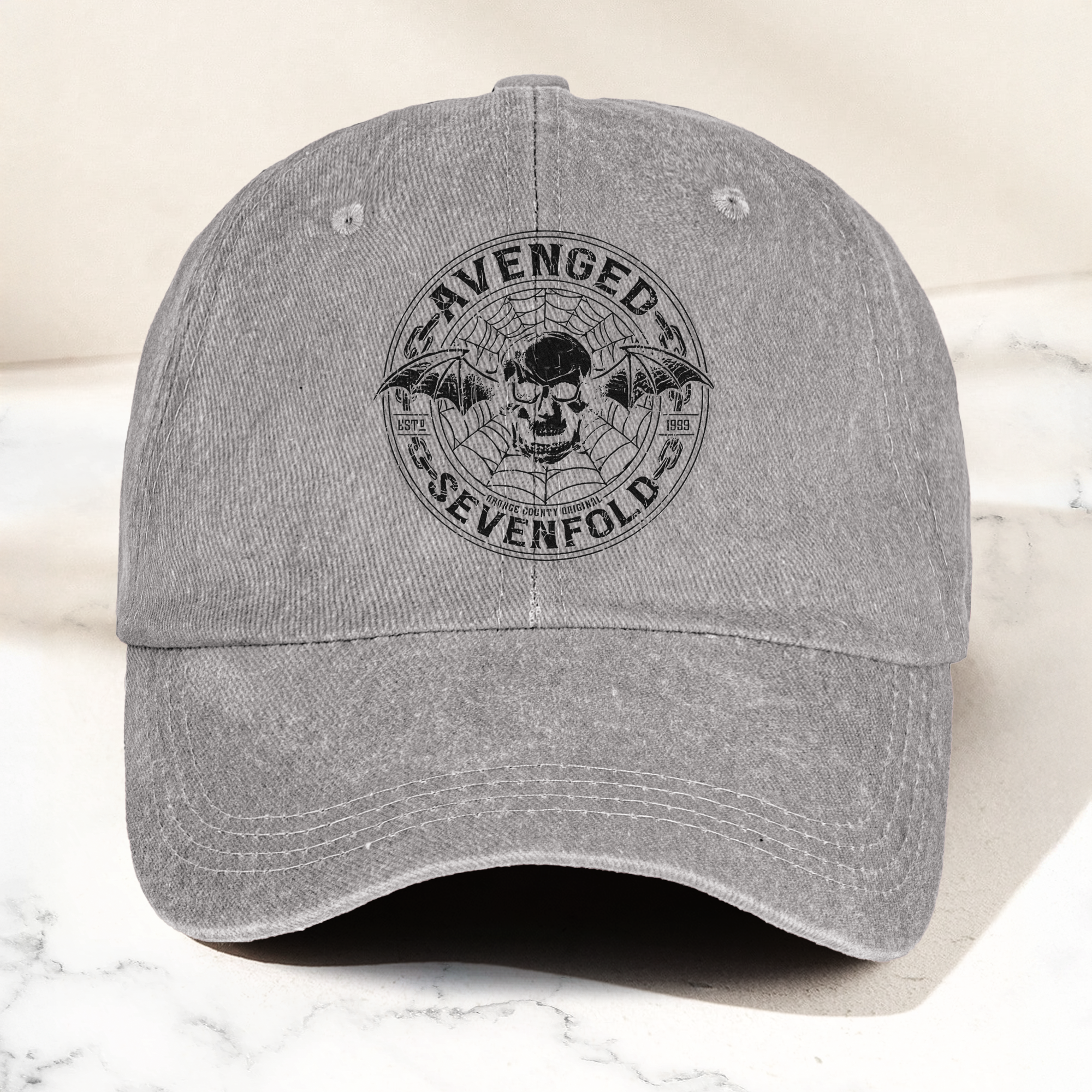 Avenged Sevenfold Deathbat Logo Denim Cap Retro Vintage Dad Cap Gift For Dad (With Box)