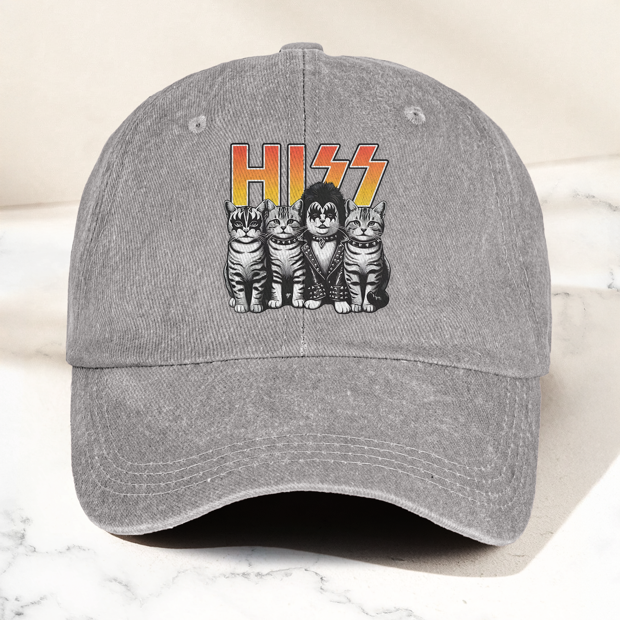 Hiss Cats Rock Kittens Denim Cap Retro Hiss Band Merch Gift for Dad (With Box)