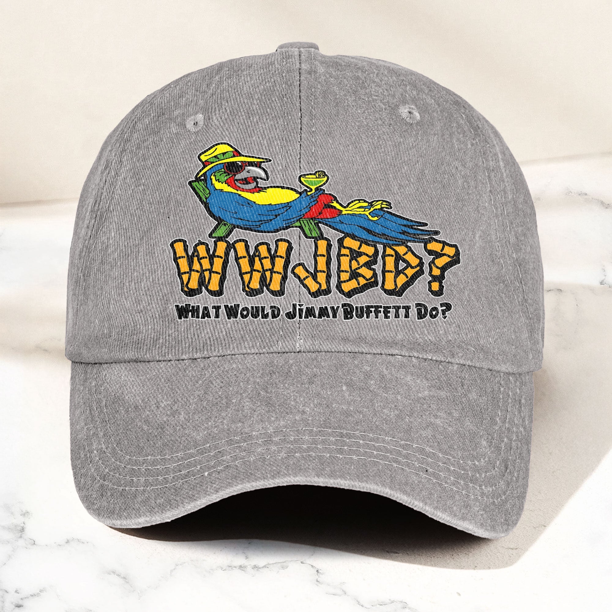 What Would Jimmy Buffett Do Denim Cap Retro Jimmy Buffett Merch Dad Hat (With Box)