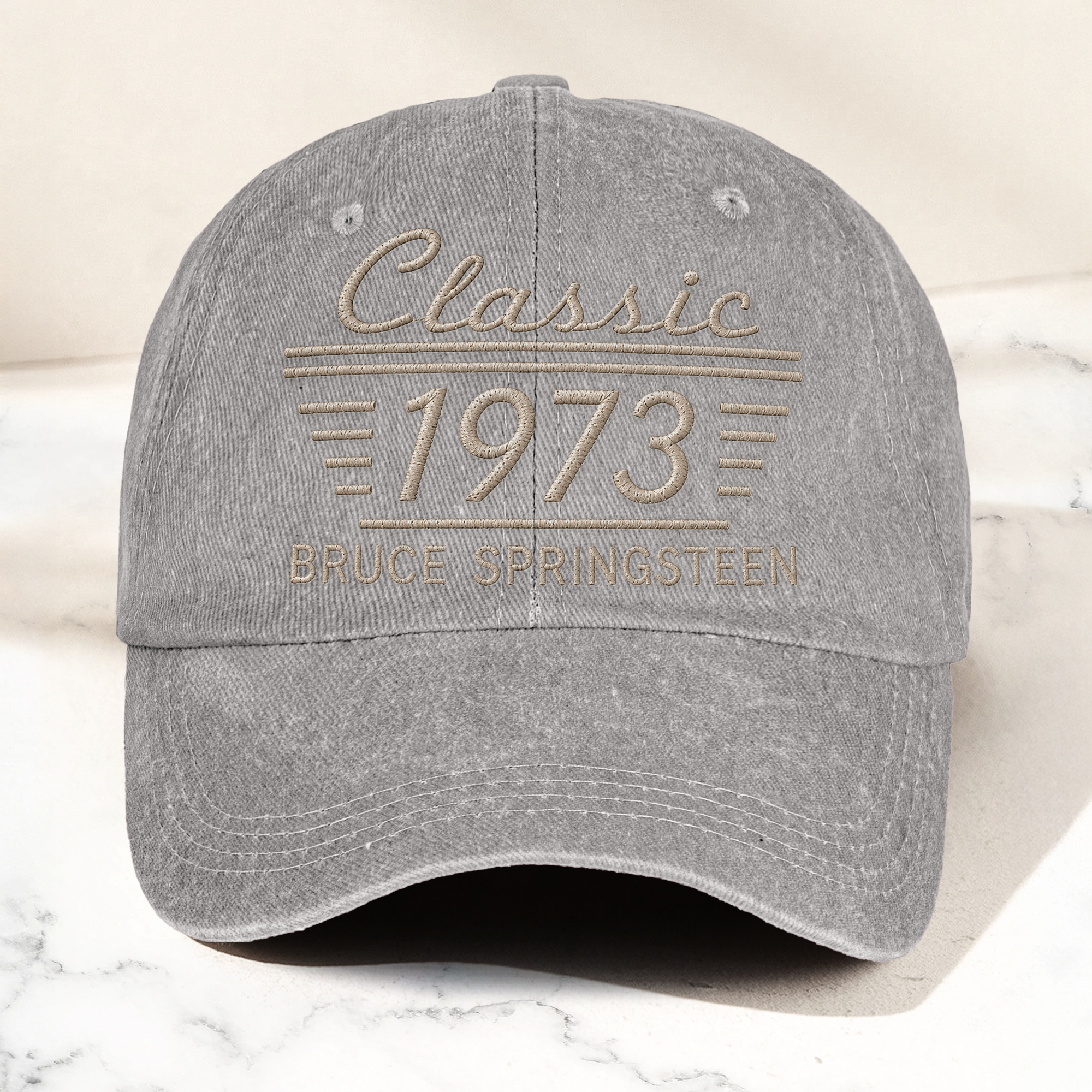 Bruce Springsteen Classic 1973 Est Heartland Rock Band Music Merch Graphic Denim Cap Retro Vintage Dad Cap Gift For Dad (With Box)