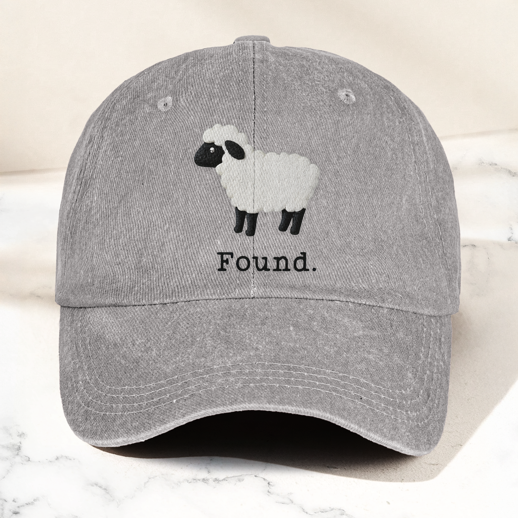 Found Lost Sheep Christian Faith Denim Cap Vintage Dad Cap Gift For Dad (With Box)