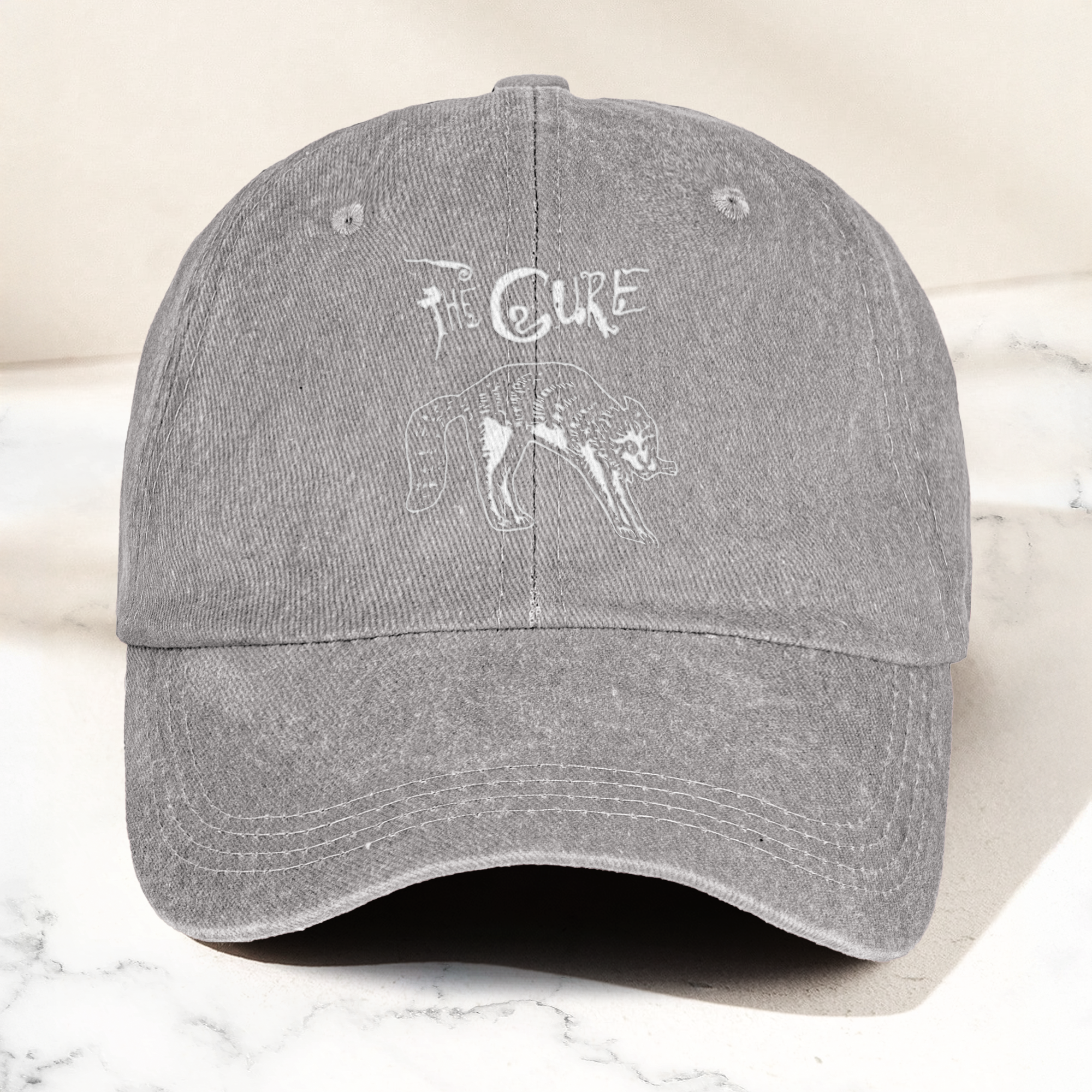 The Cure Rare Cat Artwork Vintage Denim Cap Retro The Cure Band Merch Gift for Dad (With Box)