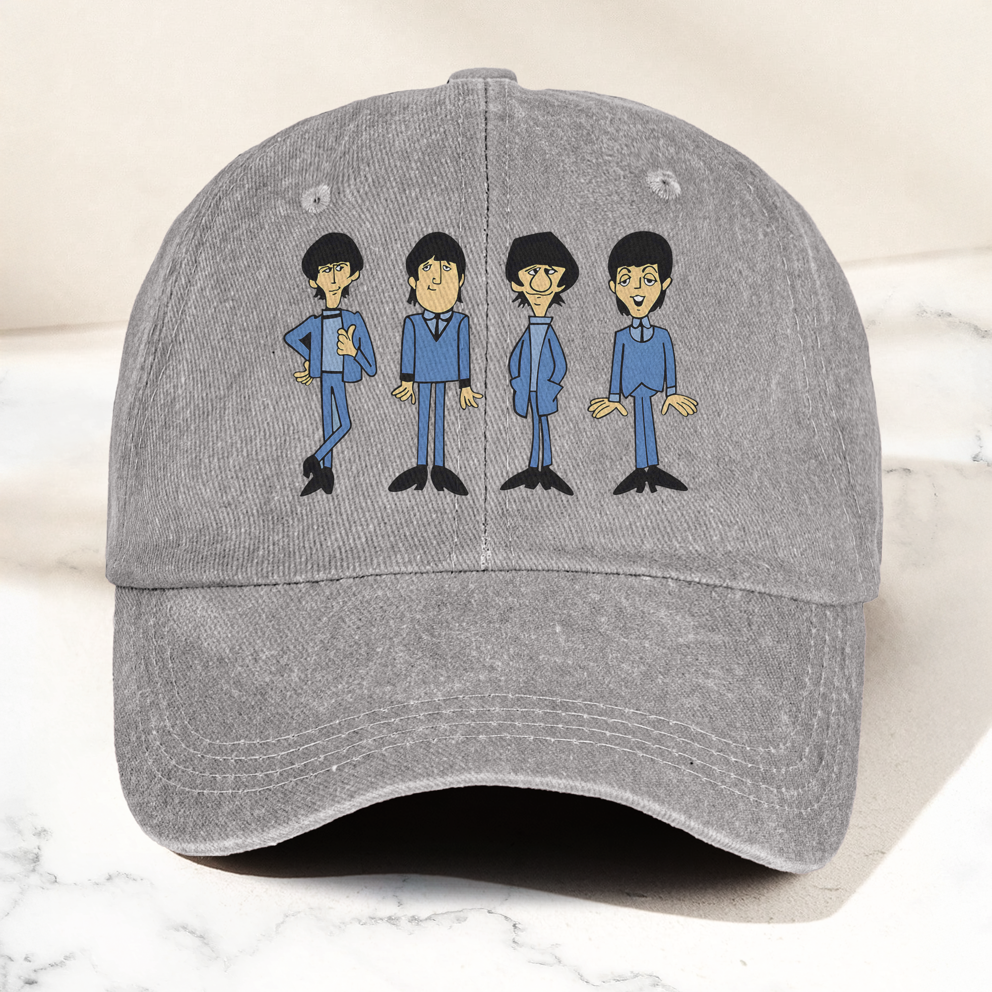 The Beatles Cartoon Series Denim Cap Retro The Beatles Tribute Merch Dad Hat (With Box)