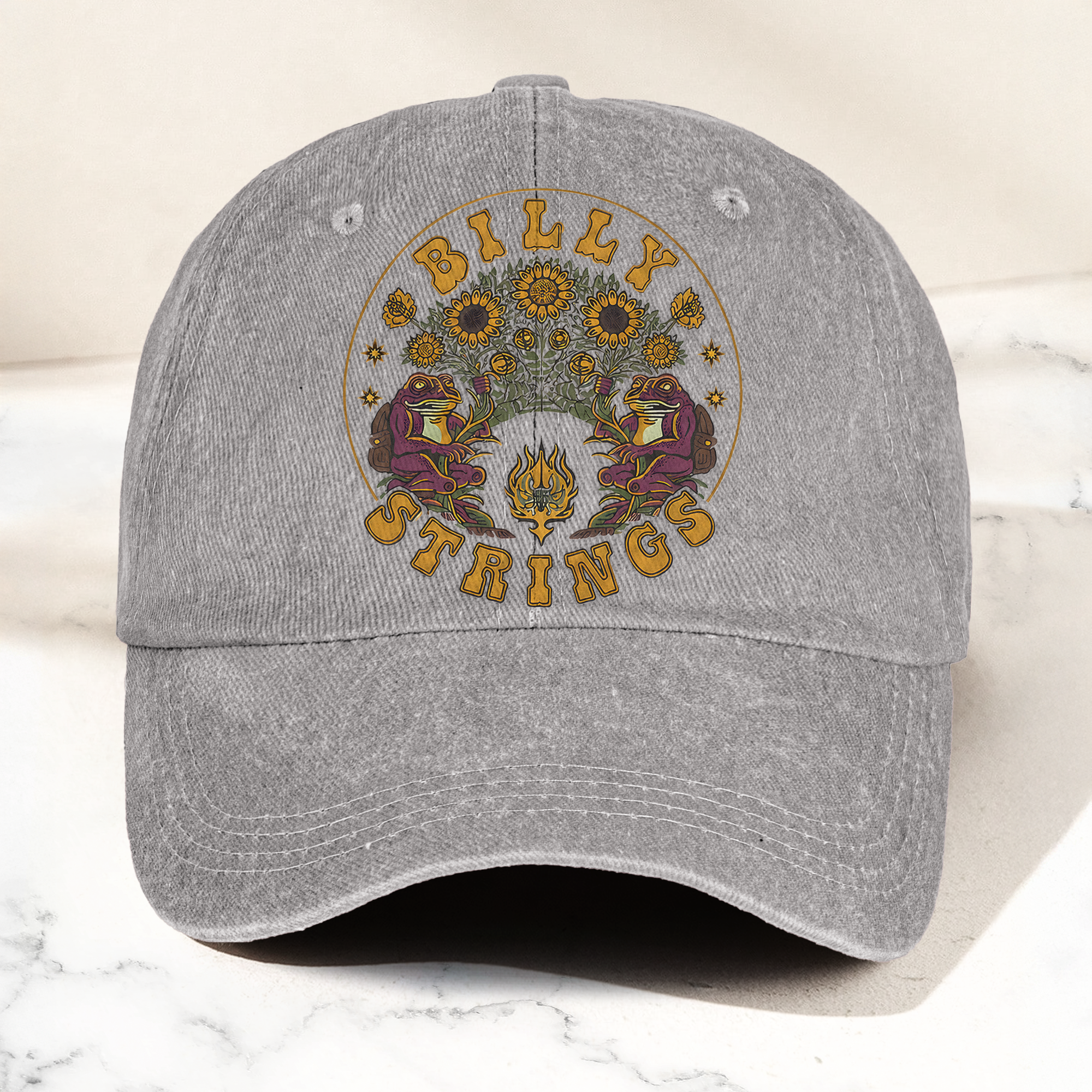 Billy Strings Sunflowers Frog Graphic Cosmic Bluegrass Retro Denim Cap Retro Vintage Dad Cap Gift For Dad (With Box)